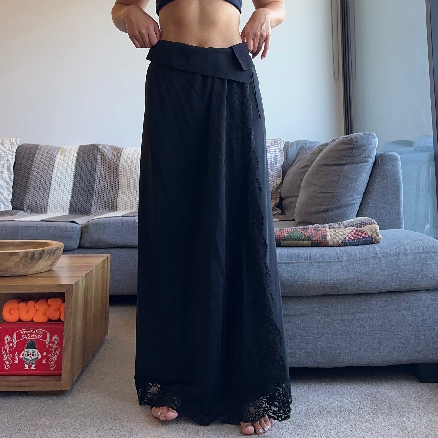 Chloé AW2015 Black Silk and Lace Skirt