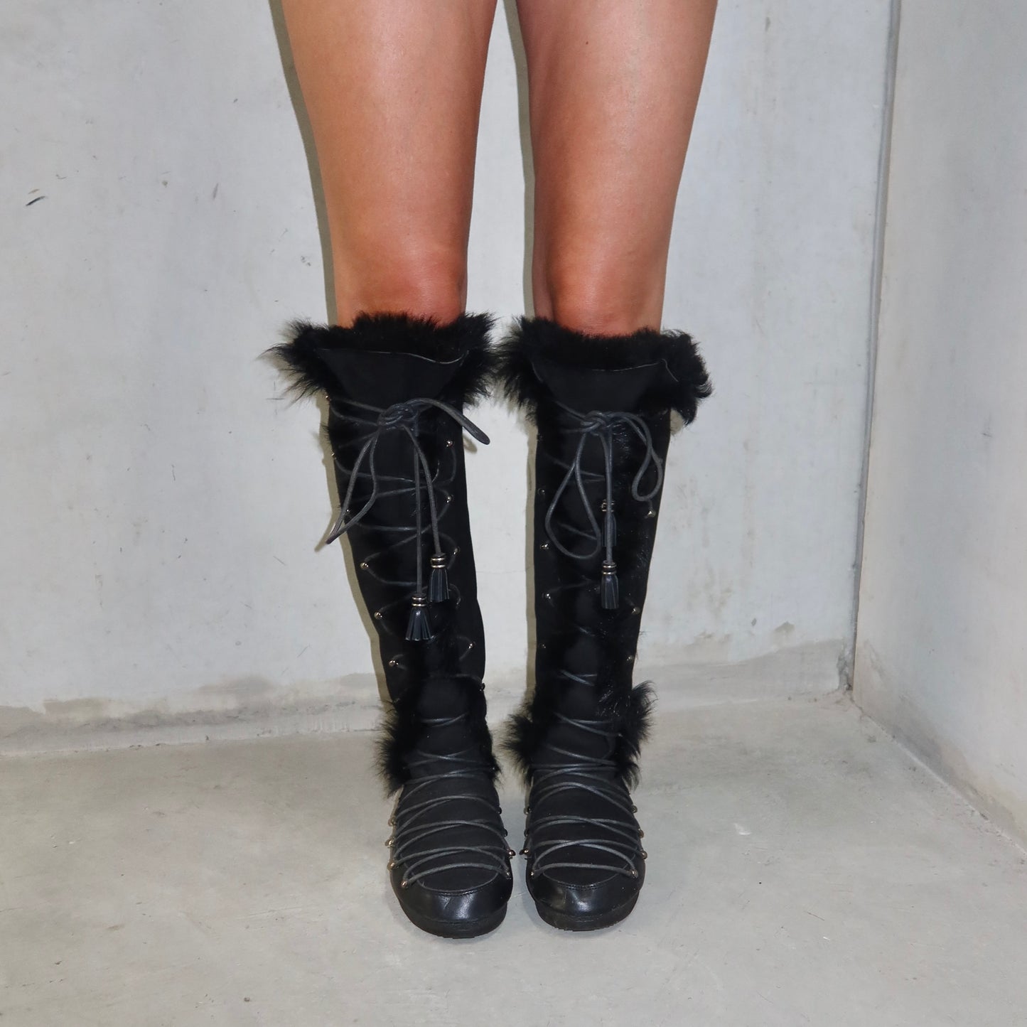 Emilio Pucci Shearling Lace Up Boots (38)