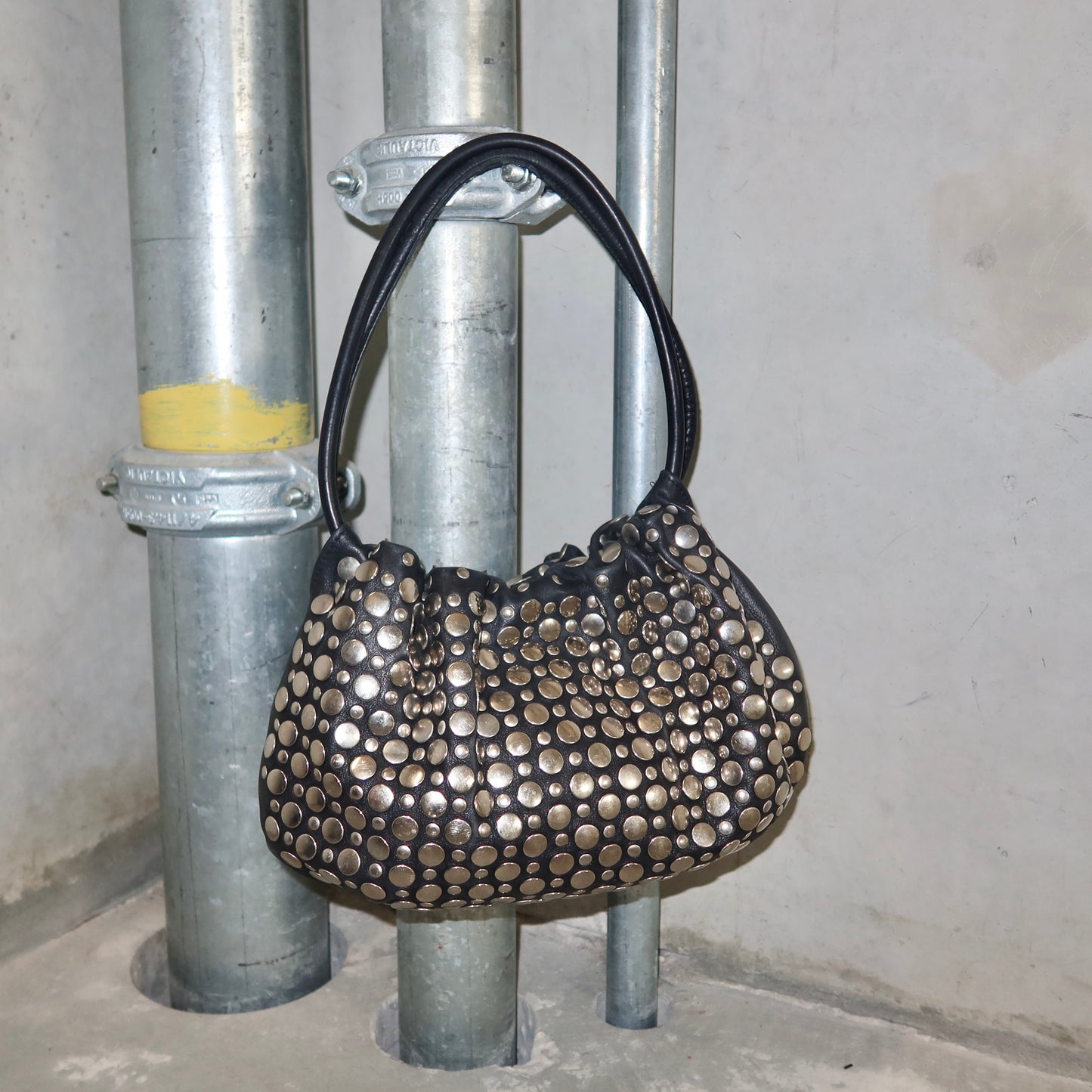 Sonia Rykiel Black Leather Domino Bag