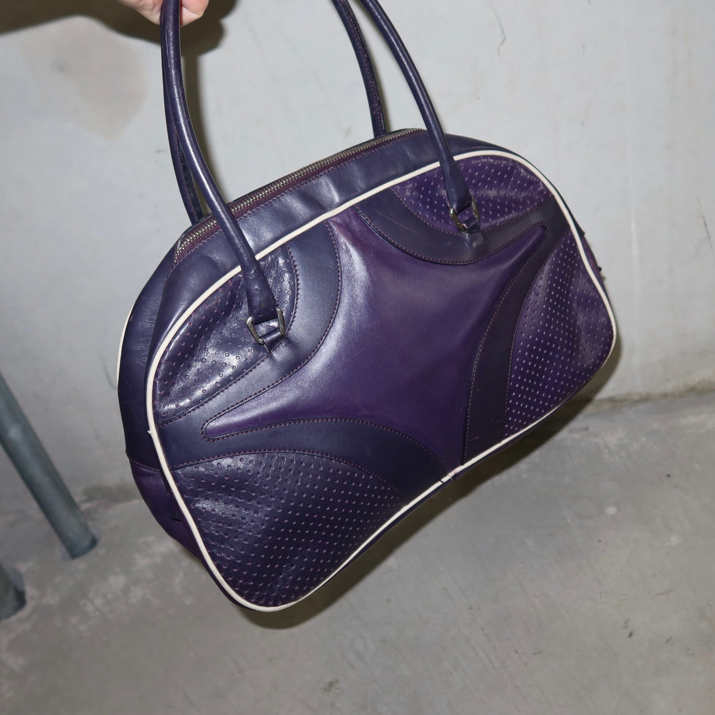 Prada SS2000 Purple Leather Bowling Bag