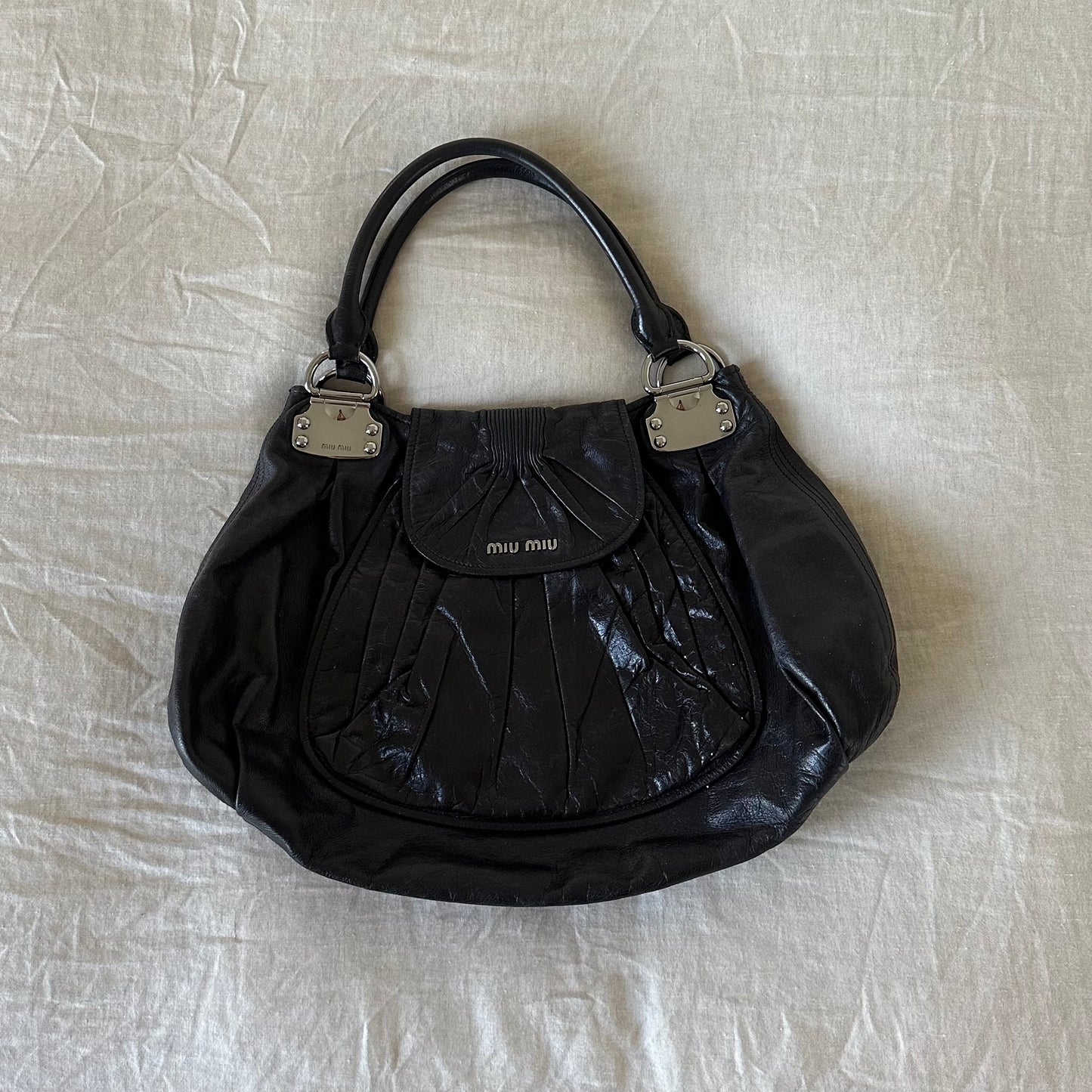 Miu Miu Large Black Bag with Silver Hardware