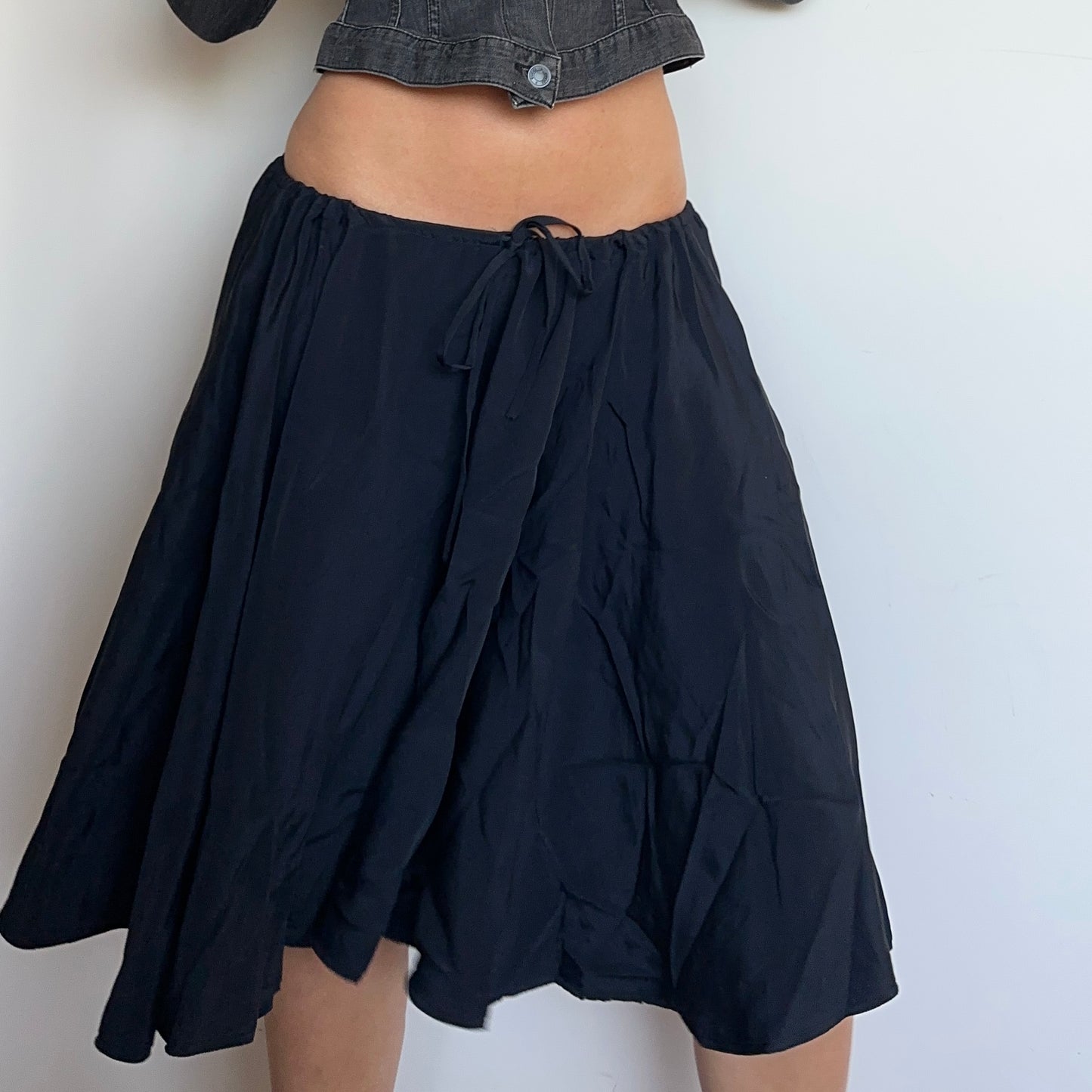 Fendi Navy Silk Skirt