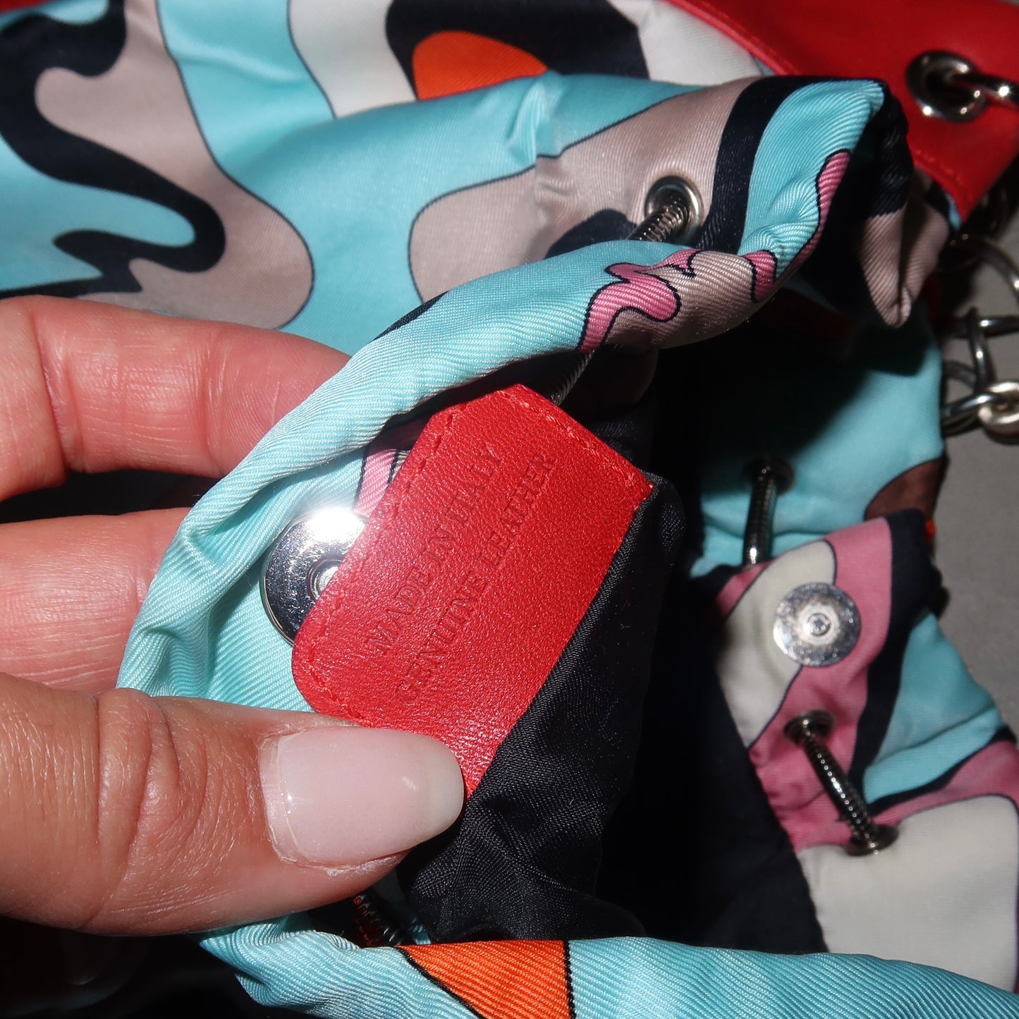 Emilio Pucci Rare Printed Charm Logo Bag