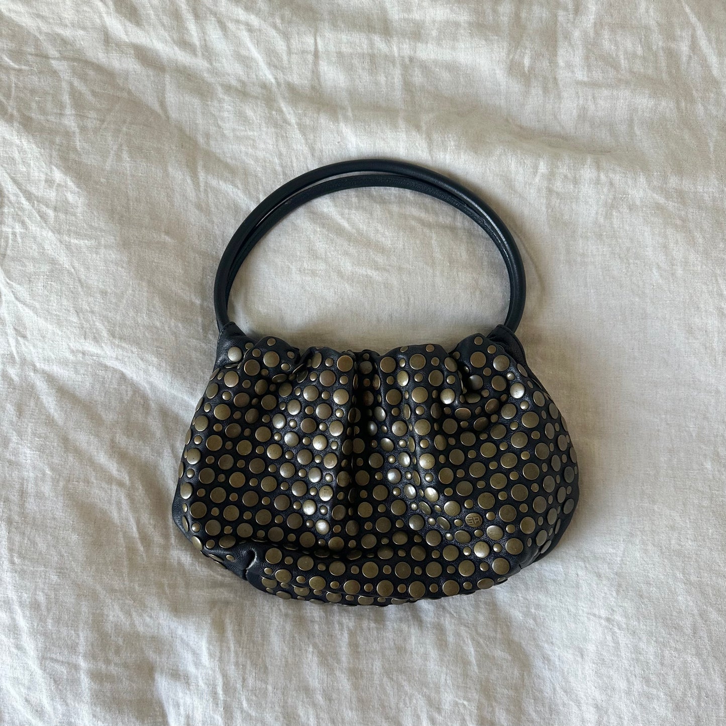 Sonia Rykiel Black Domino Bag with Bronze Studs