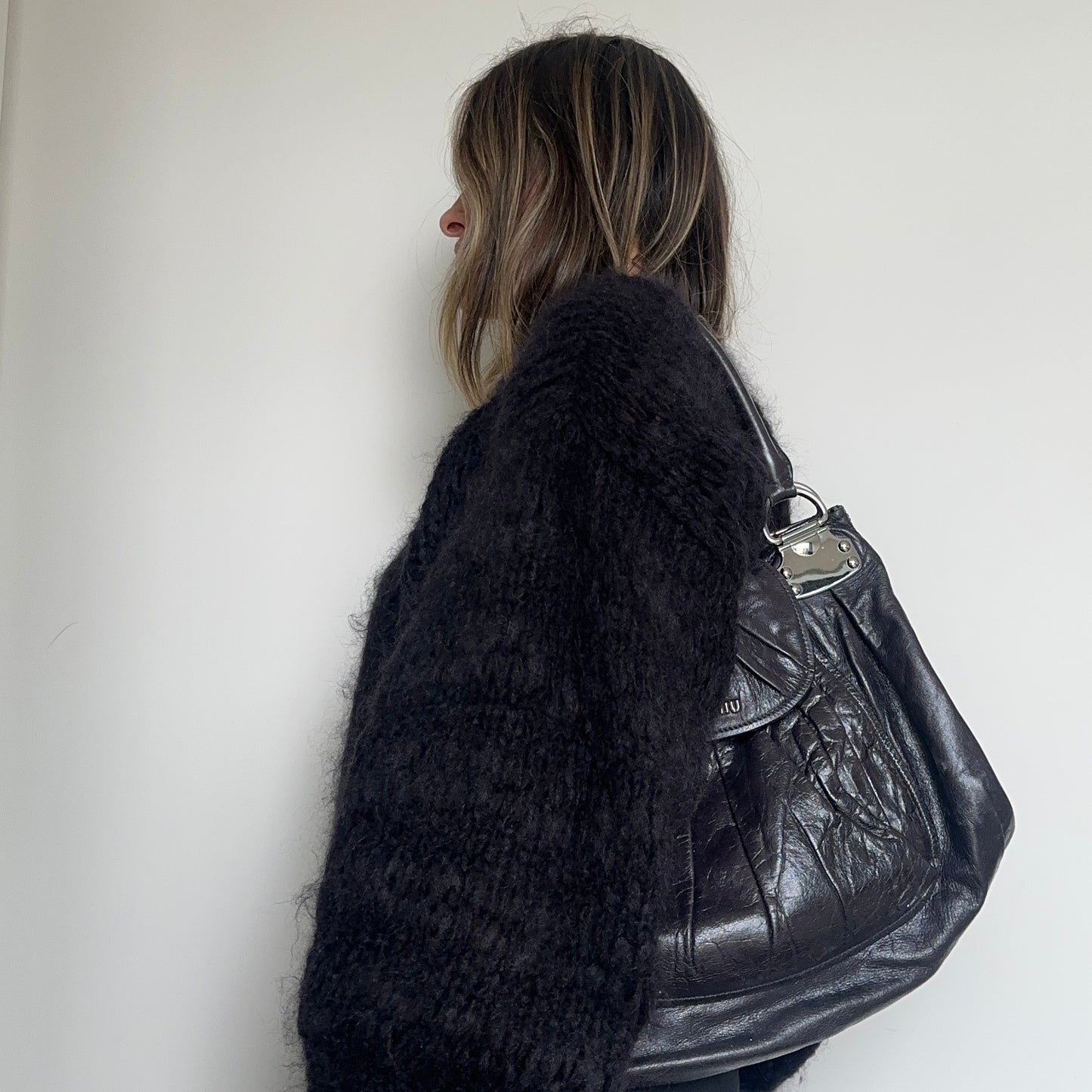 Miu Miu Large Black Bag with Silver Hardware