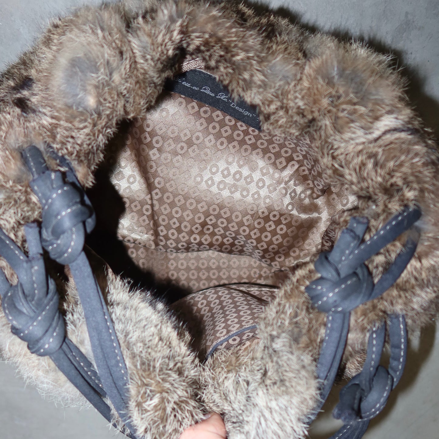 Vintage Grey Rabbit Fur Bag