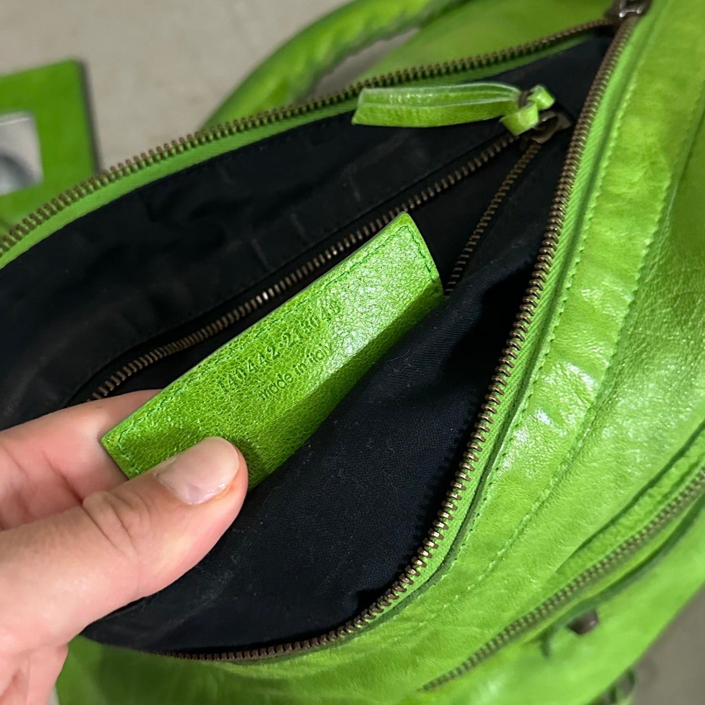 Balenciaga Rare Apple Green 'Day Editor' Motorcycle Bag