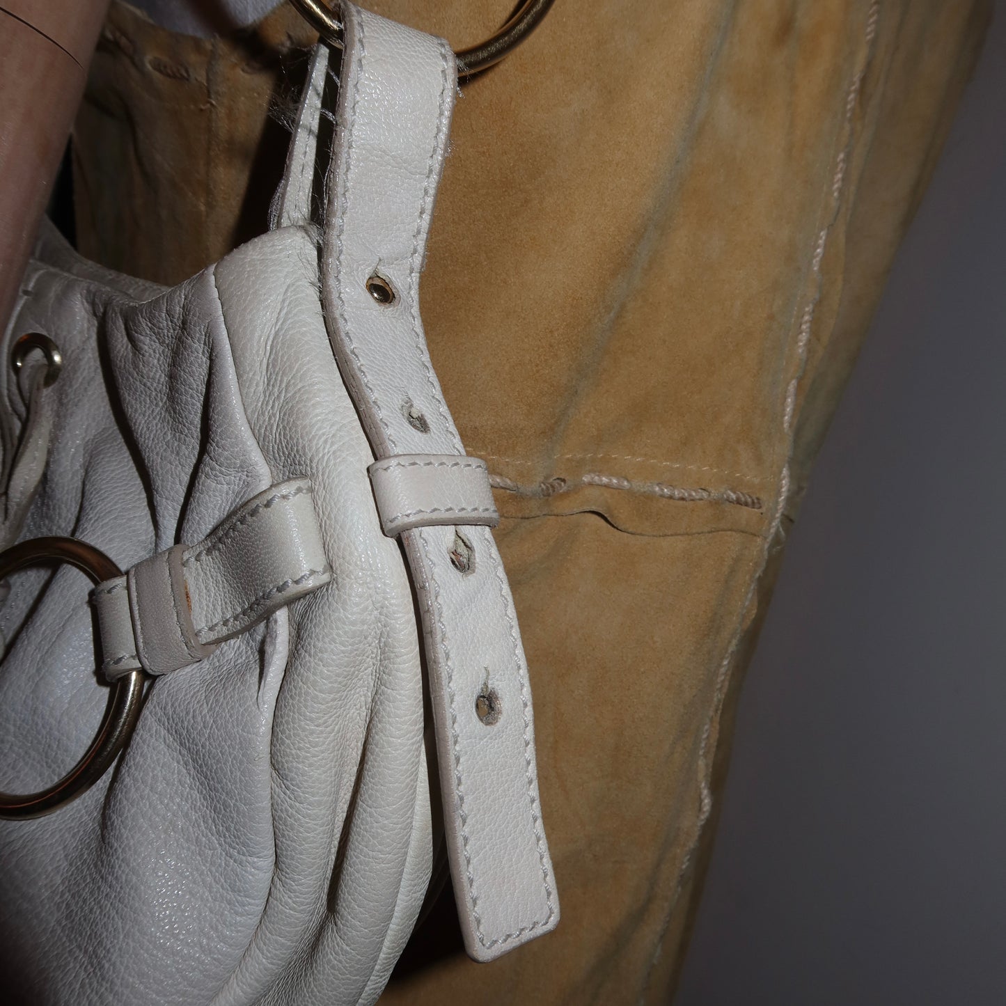 YSL White Saharienne Bag