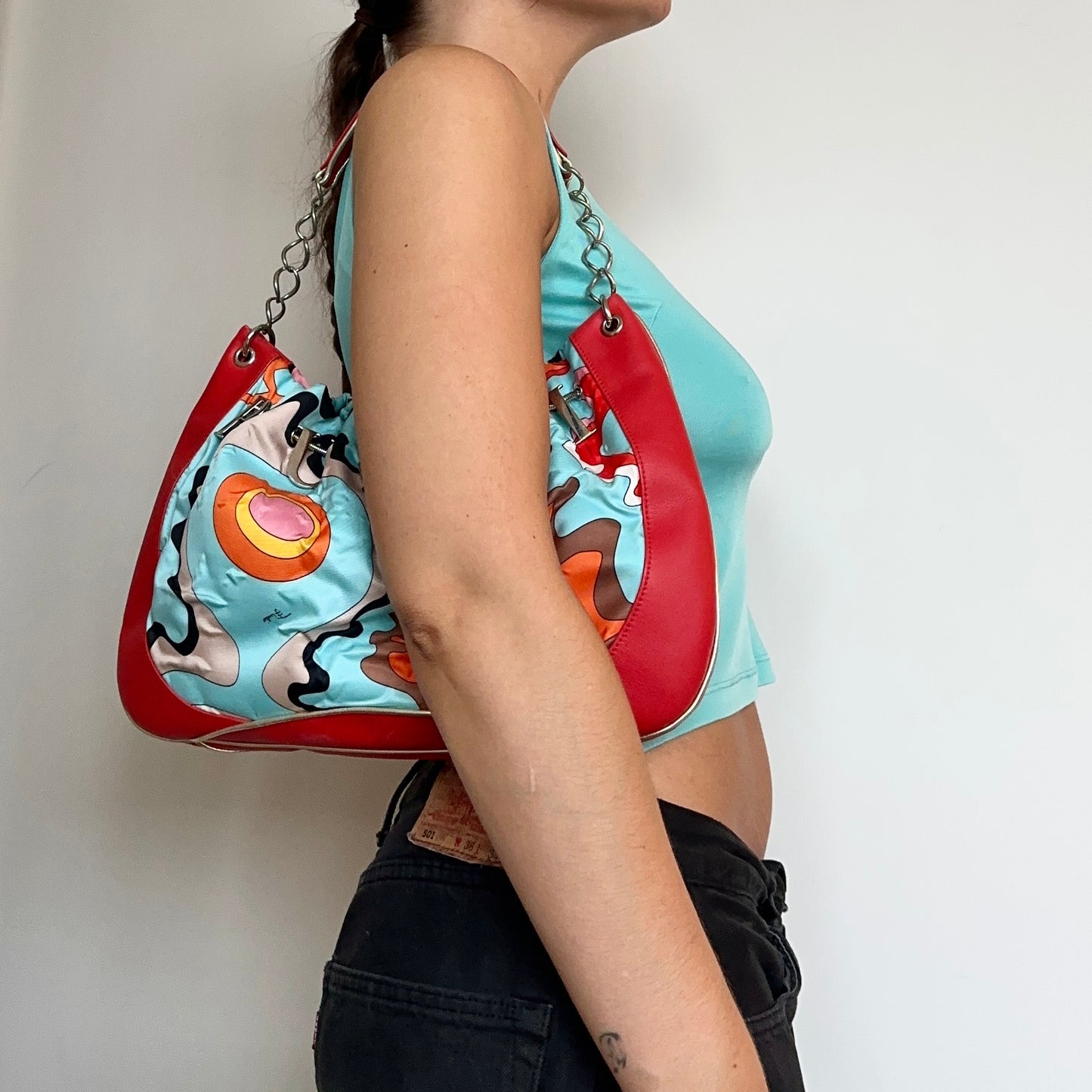 Emilio Pucci Rare Printed Charm Logo Bag