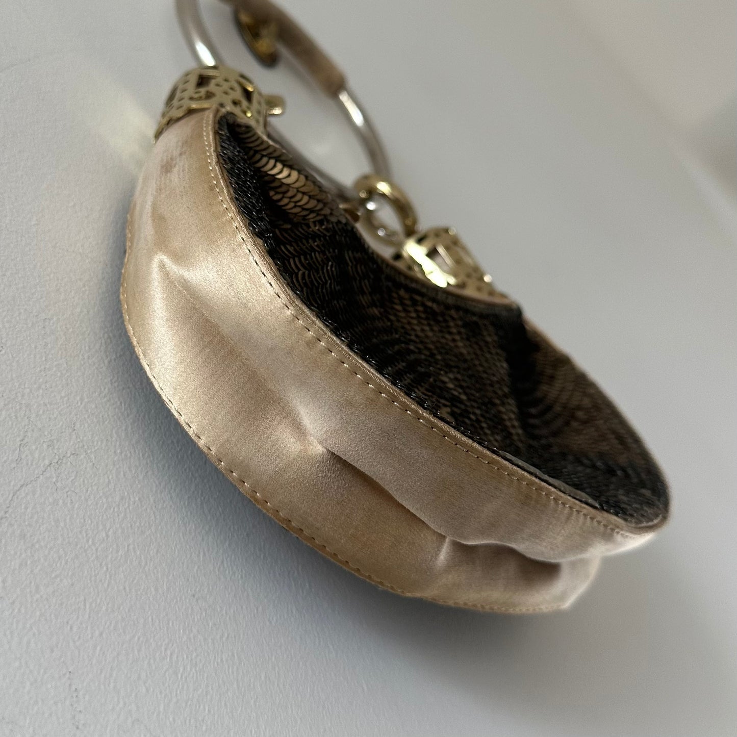 Chloe Mini Gold Sequin and Silk Bracelet Bag