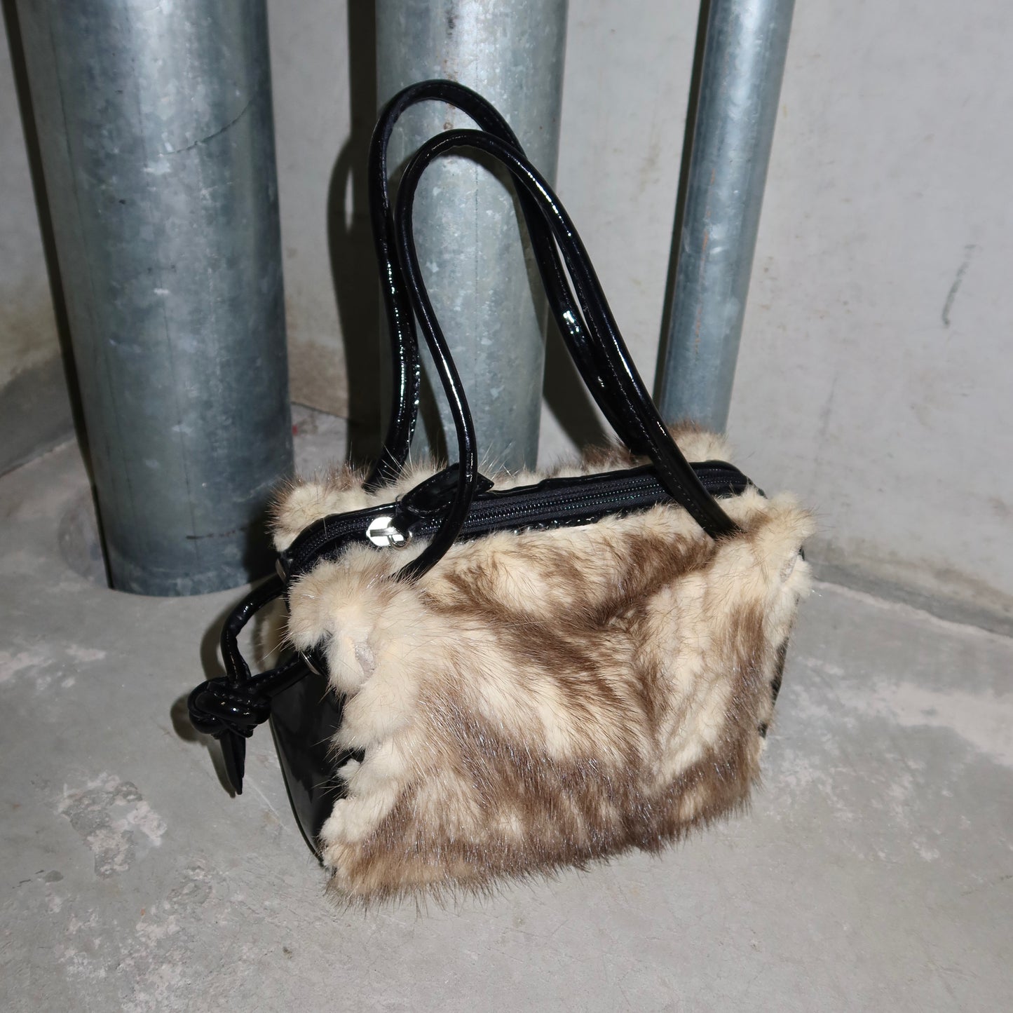 Paolo Masi Patent Mink Fur Mini Bag