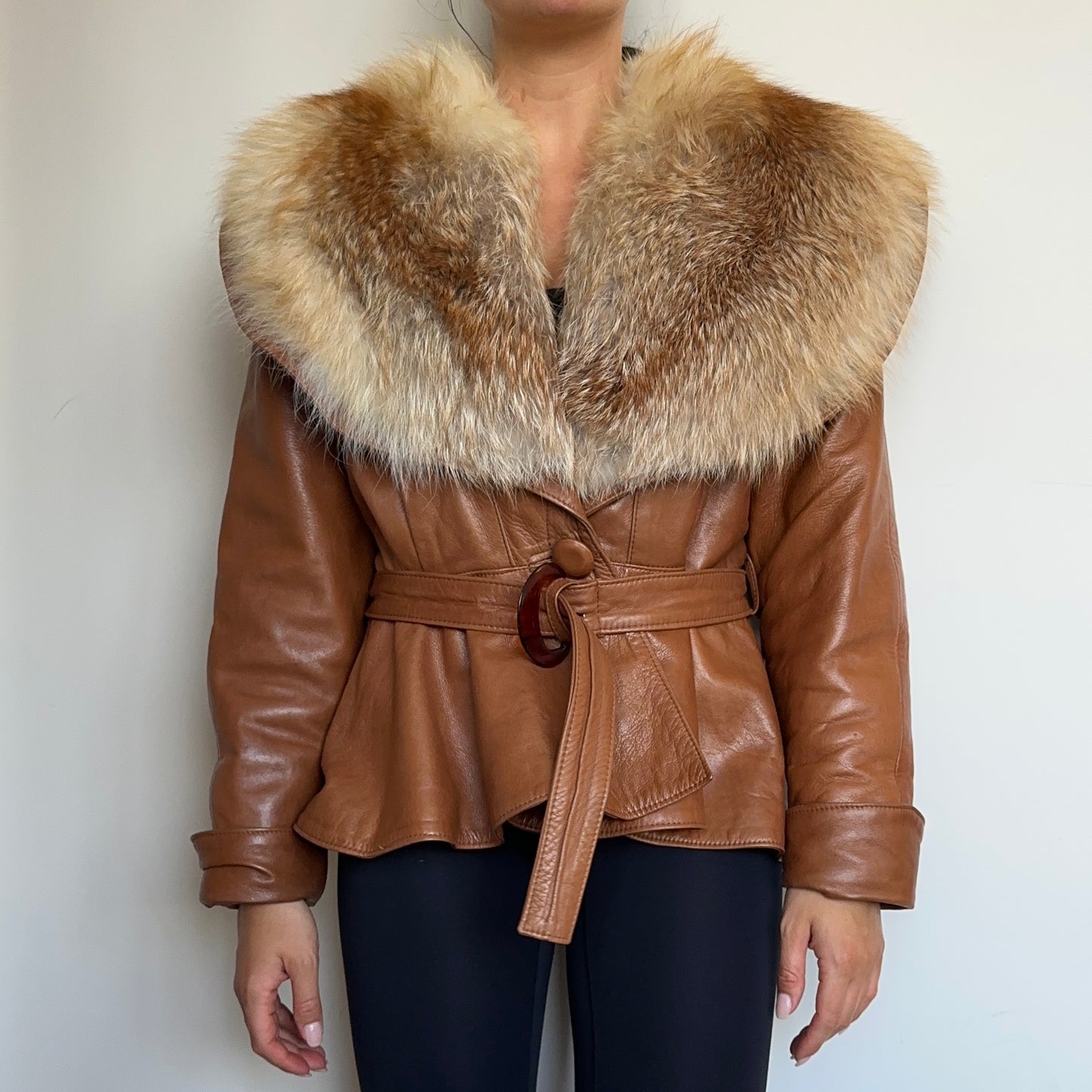 Vintage 80’s Leather and Fox Fur Jacket