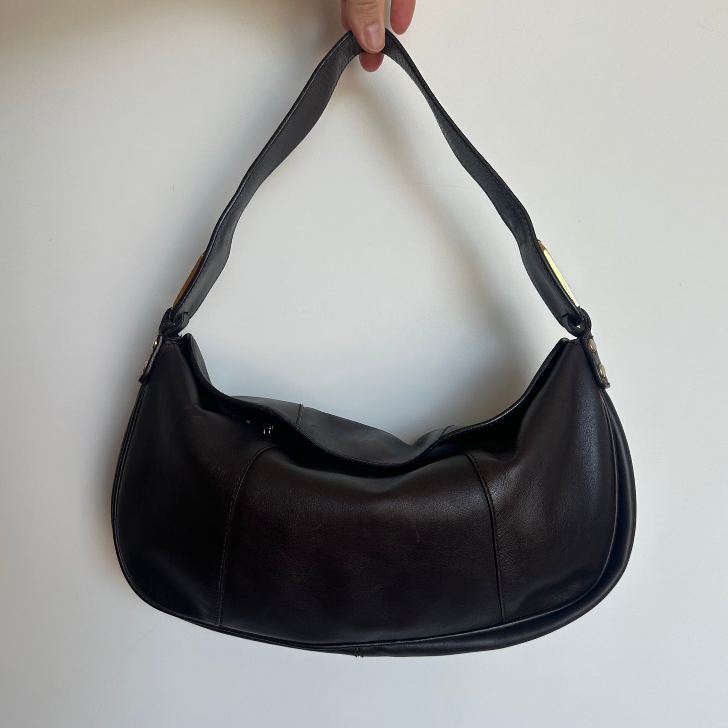 Dolce & Gabbana Brown Leather Slouchy Bag with Gold Hardware