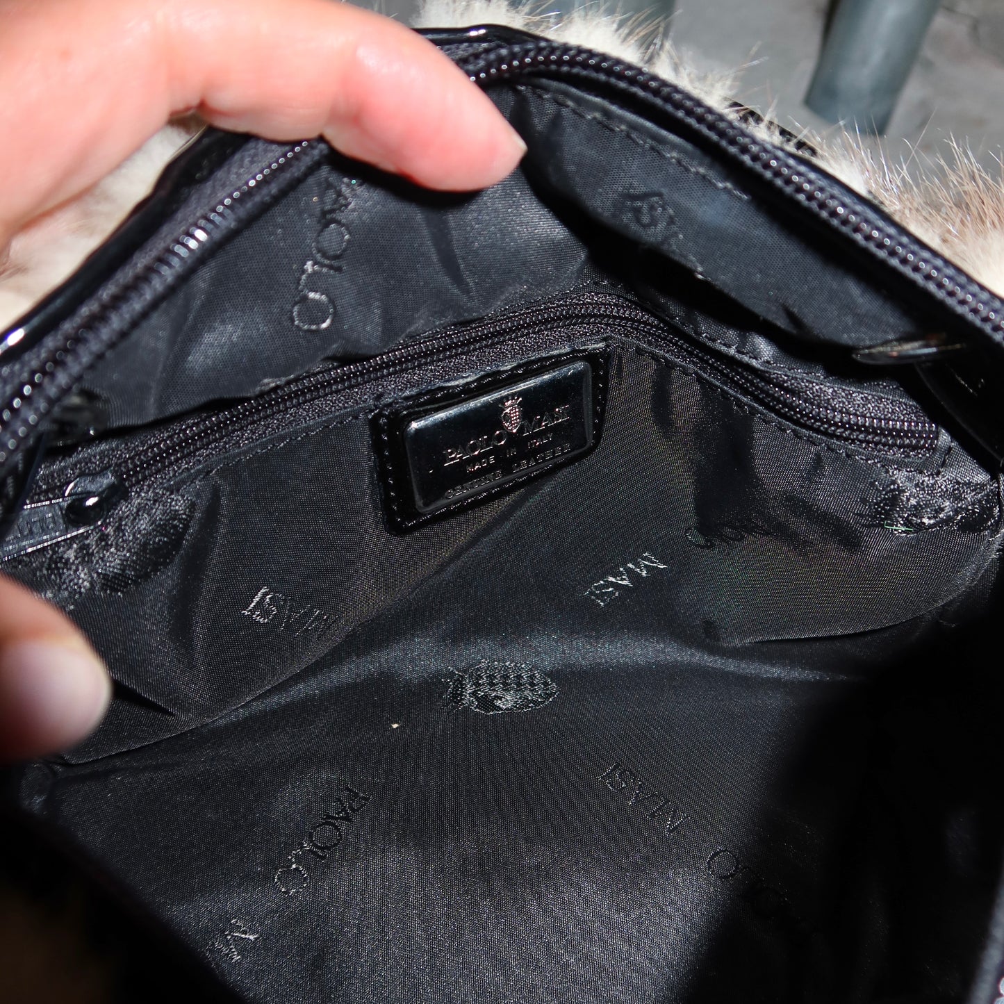 Paolo Masi Patent Mink Fur Mini Bag