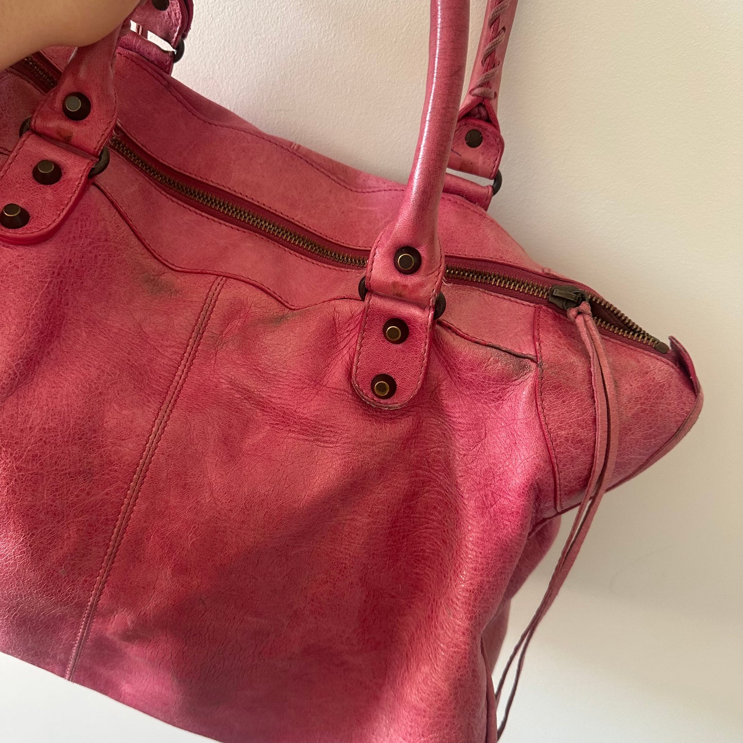 Balenciaga ‘Sunday’ Oversized Motorcycle Bag in Hot Pink