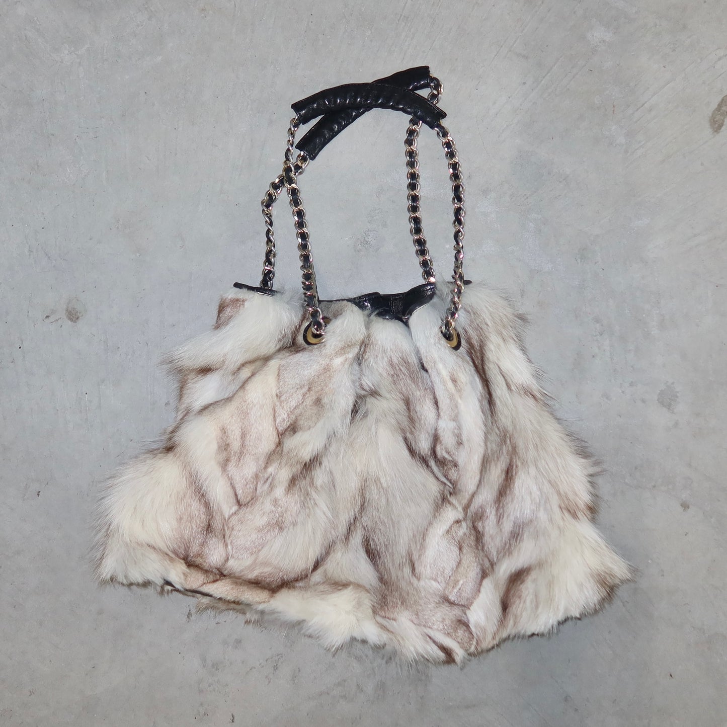 Vintage Italian White Fox Fur Bag