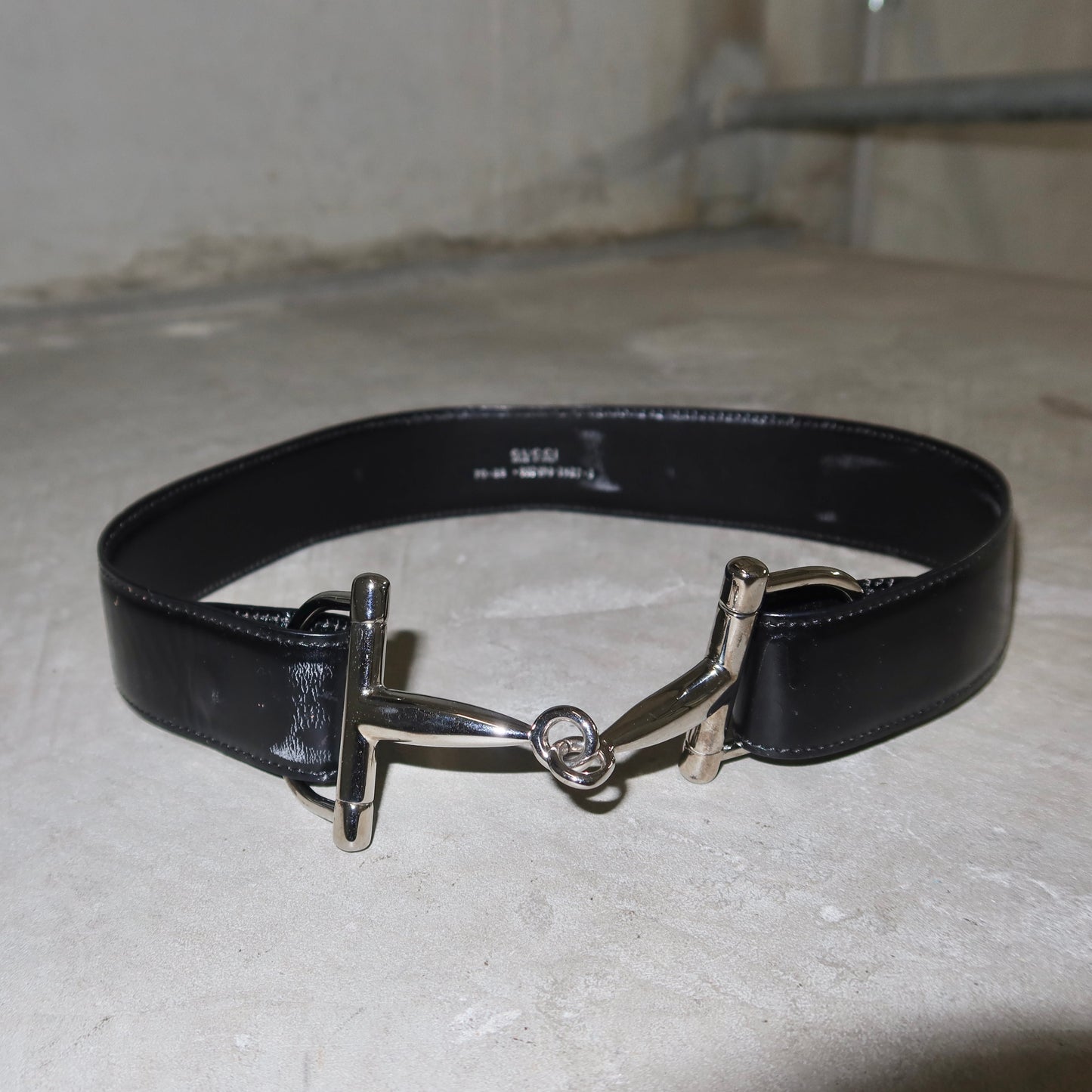 Gucci Patent Black Horse-Bit Belt