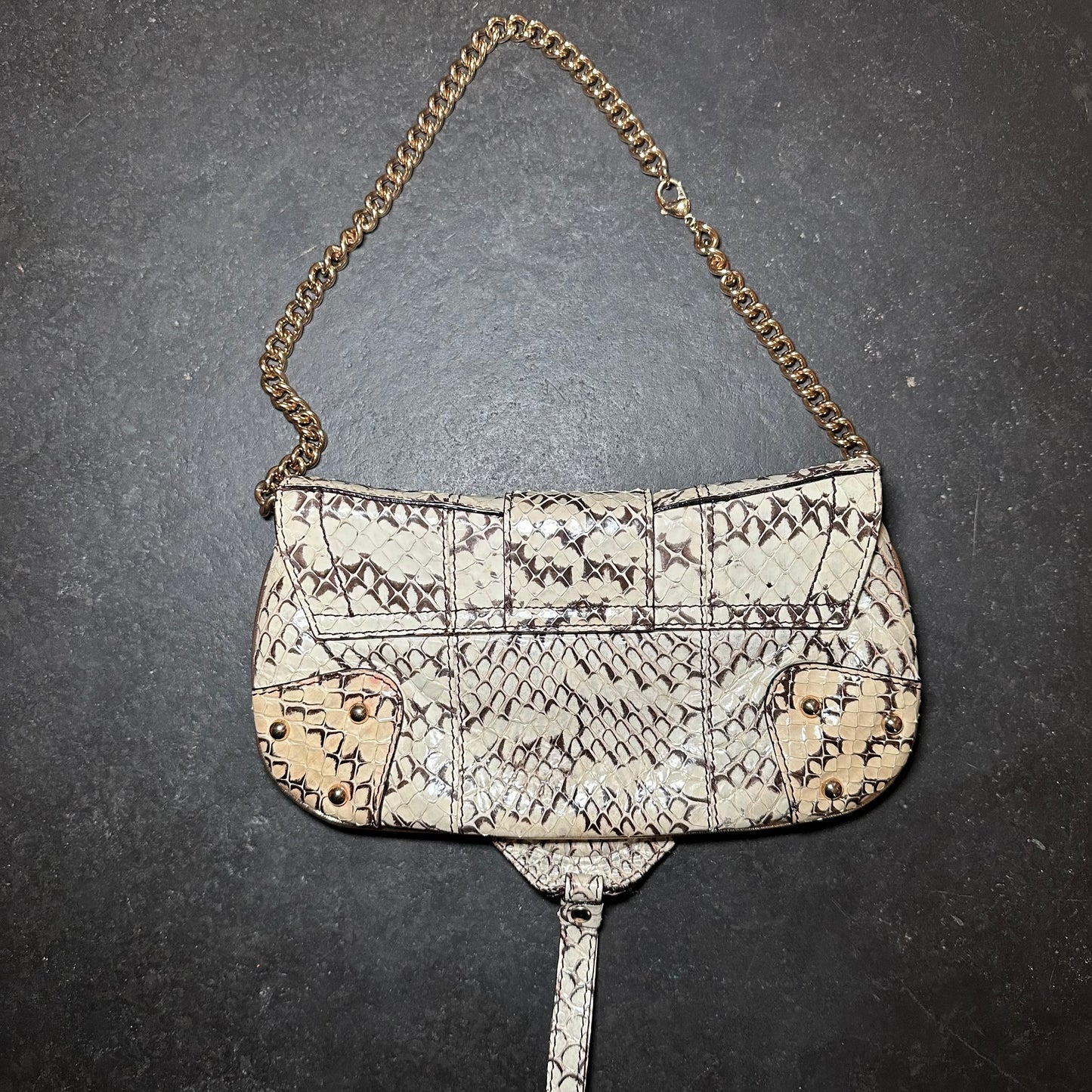 Dolce & Gabbana Python Flap Front Shoulder Bag