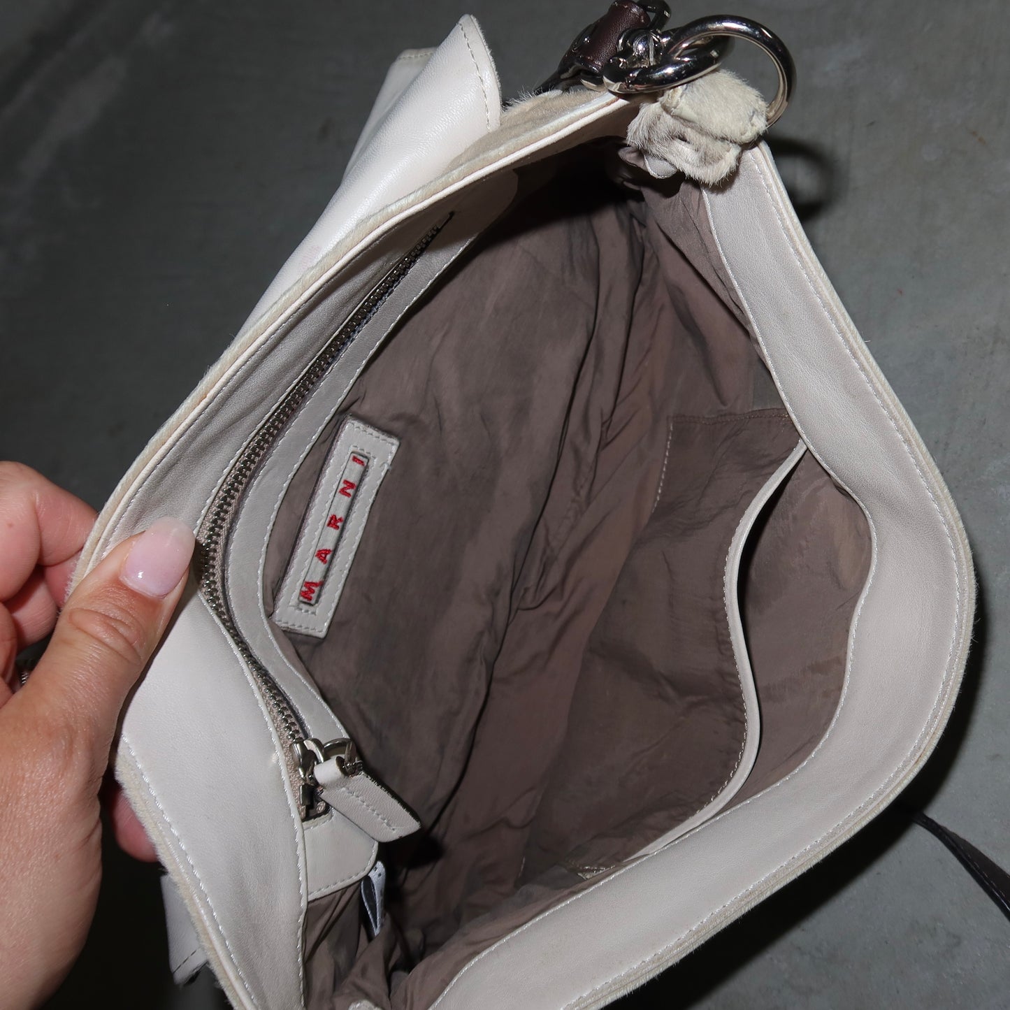 Marni Cream Cowhide Messenger Bag