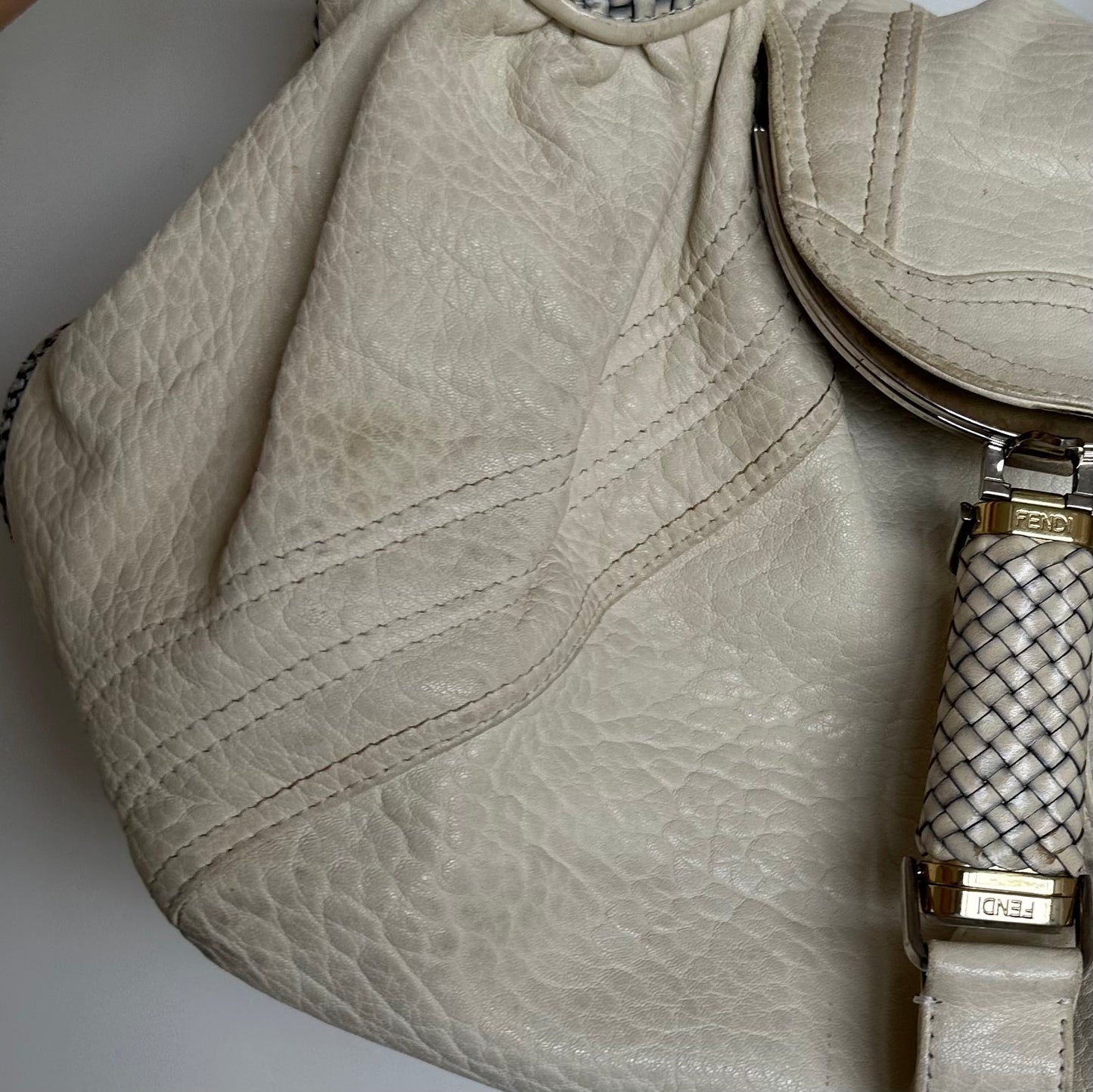 Fendi White Leather Spy Bag
