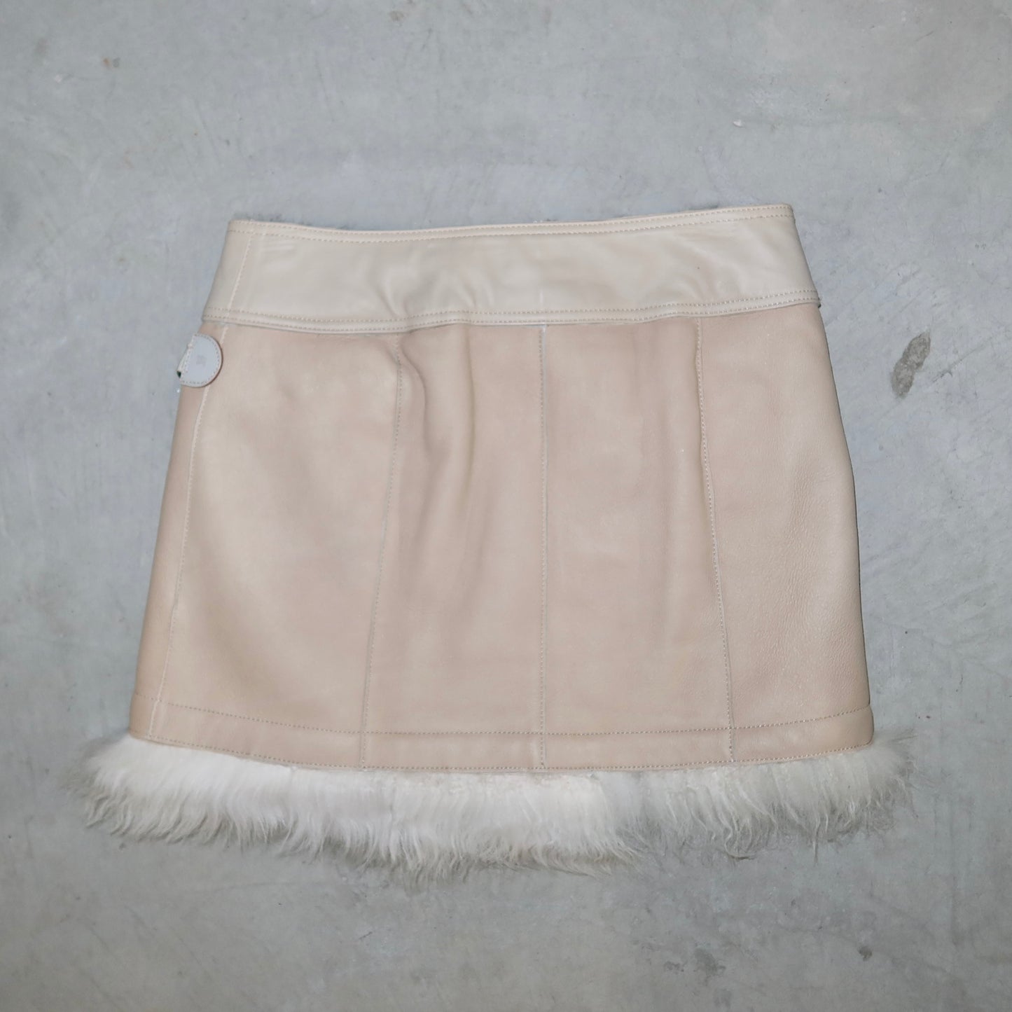 Burberry Leather and Shearling Mini Skirt