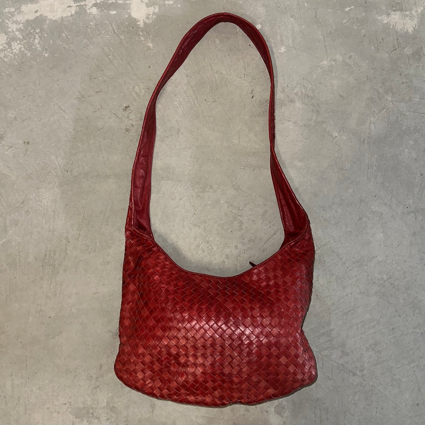 Bottega Veneta Red Intrecciato Crossbody Hobo