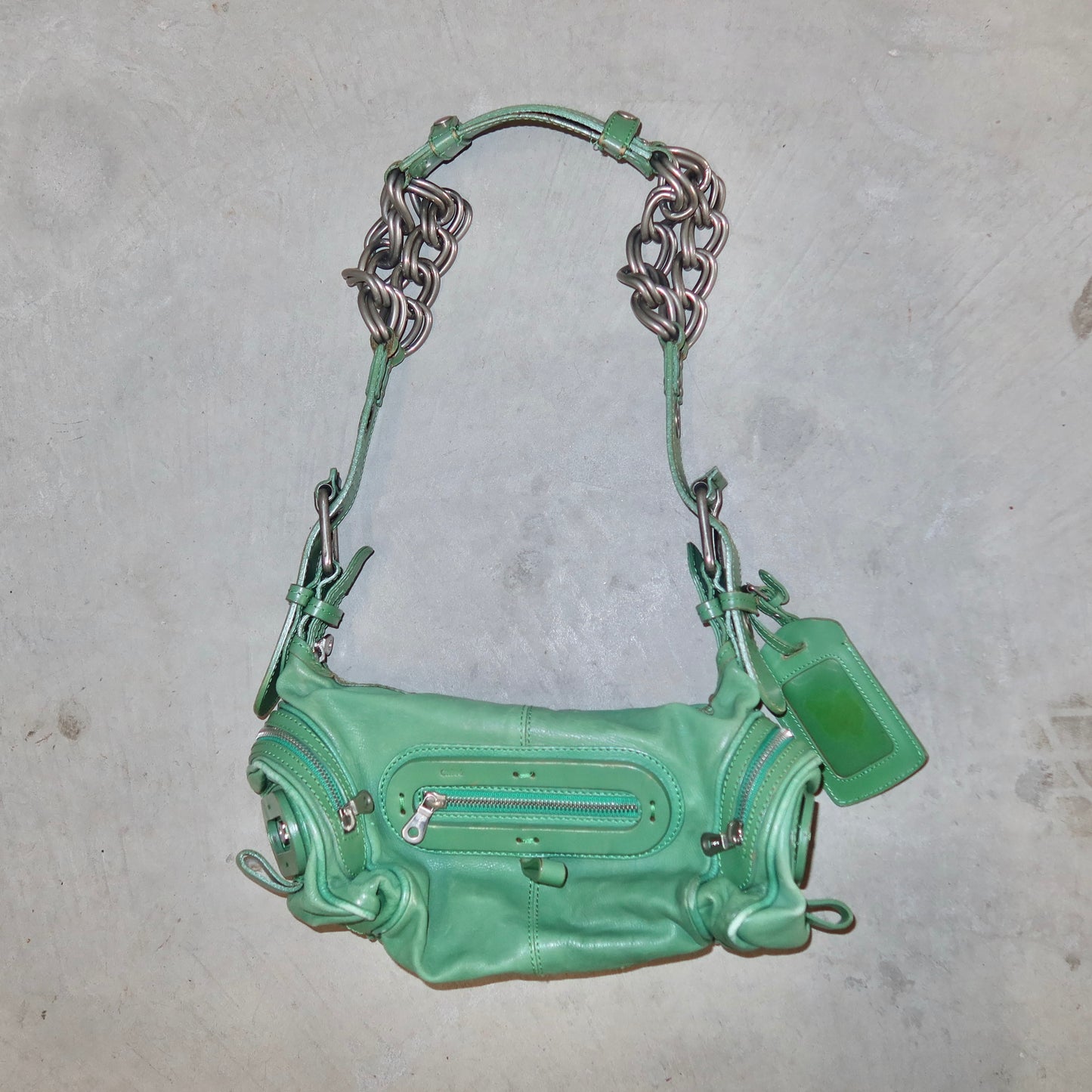 Chloé Green Leather AW2003 Chain Bag