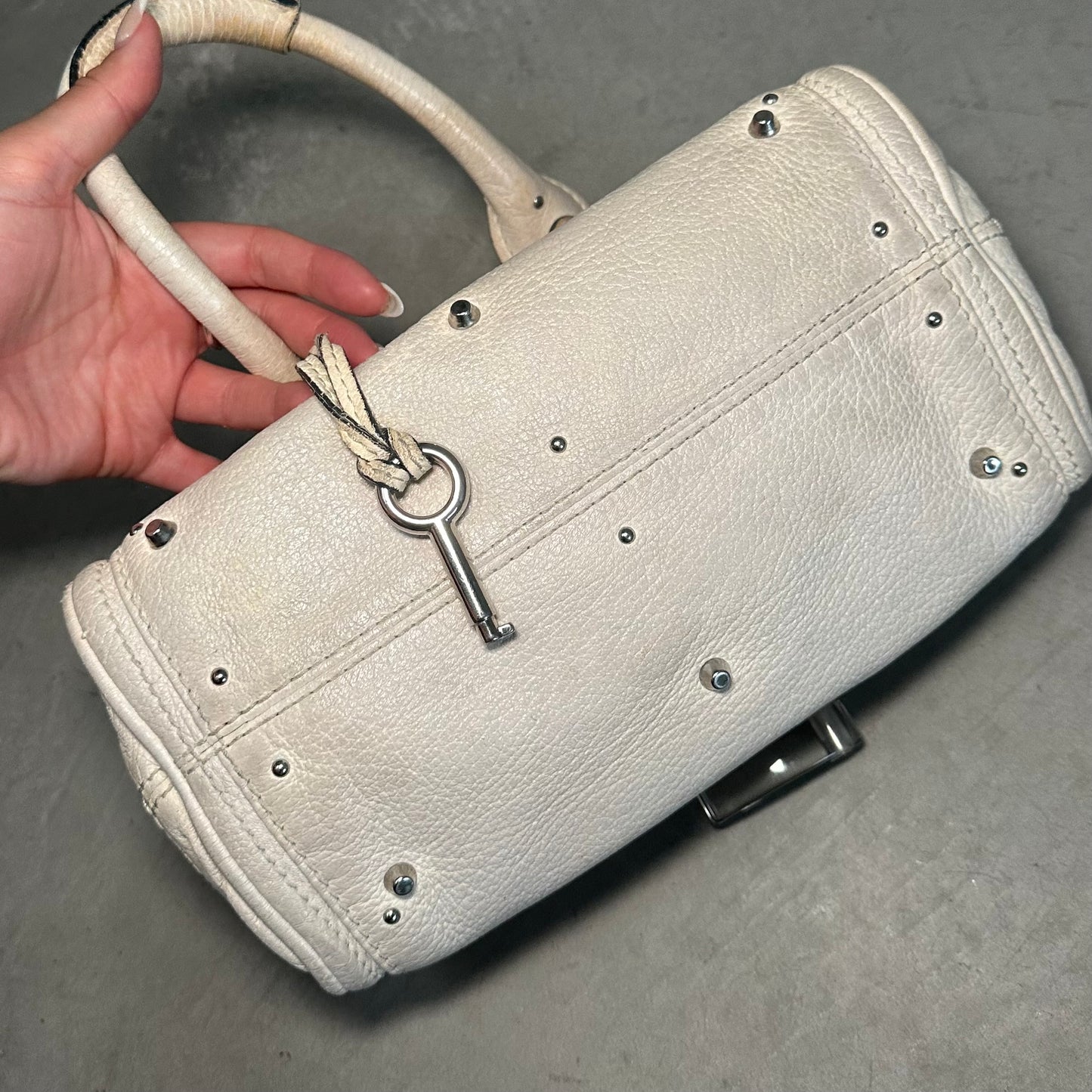 Chloe White Mini Paddington with Clear Lock