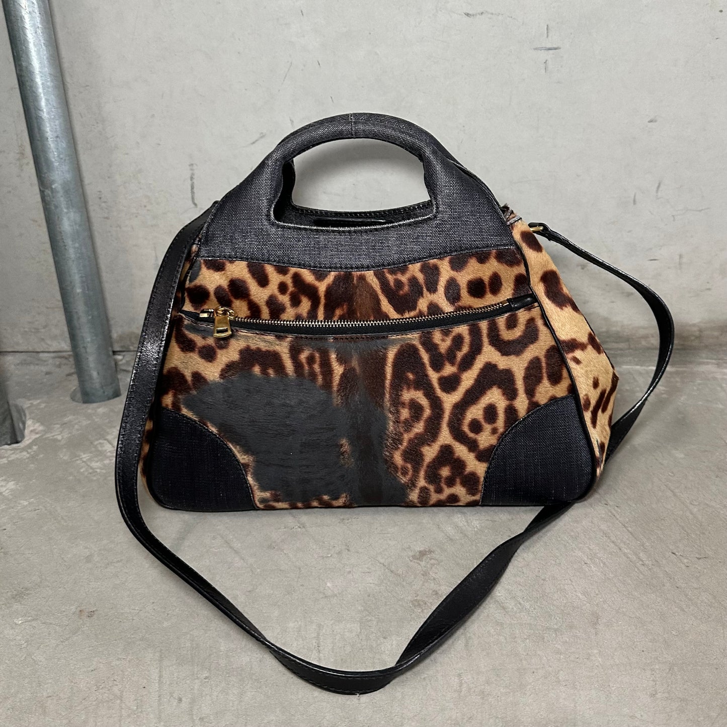YSL Denim and Leopard Print 2WAY Bag