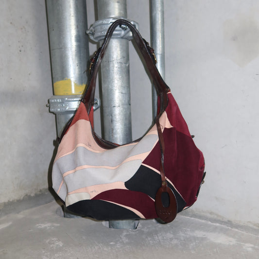 Emilio Pucci Corduroy Printed Hobo Bag