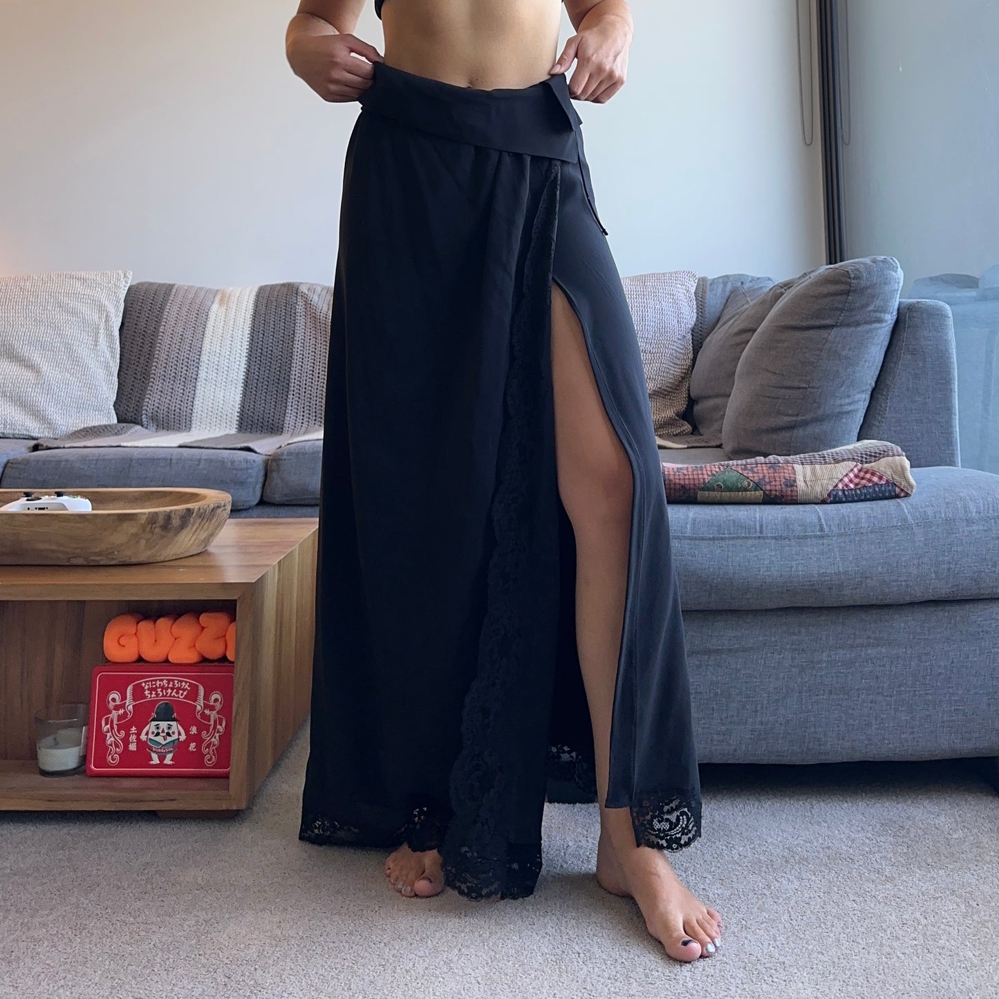 Chloé AW2015 Black Silk and Lace Skirt