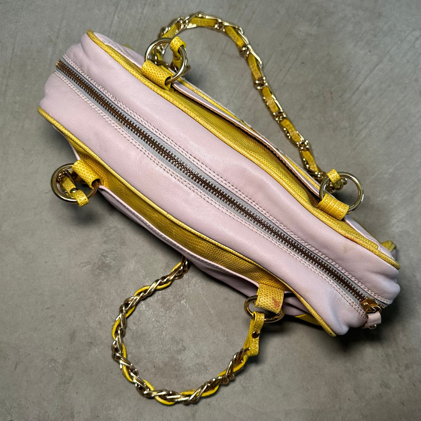 D&G Pink and Yellow Chain Handle Logo Bag