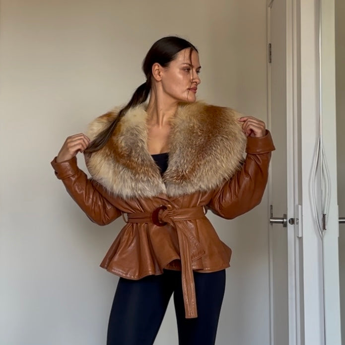 Vintage 80’s Leather and Fox Fur Jacket