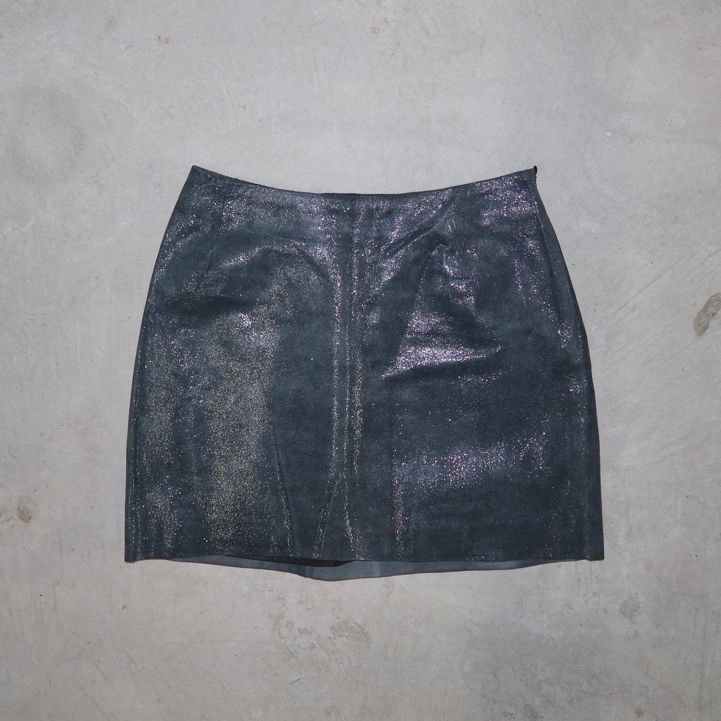 Plein Sud Glittery Leather Mini Skirt