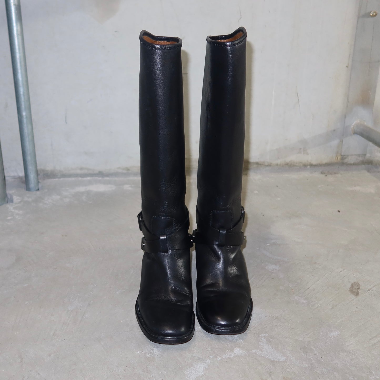 Celine Black Leather Horse-Bit Boots (37)