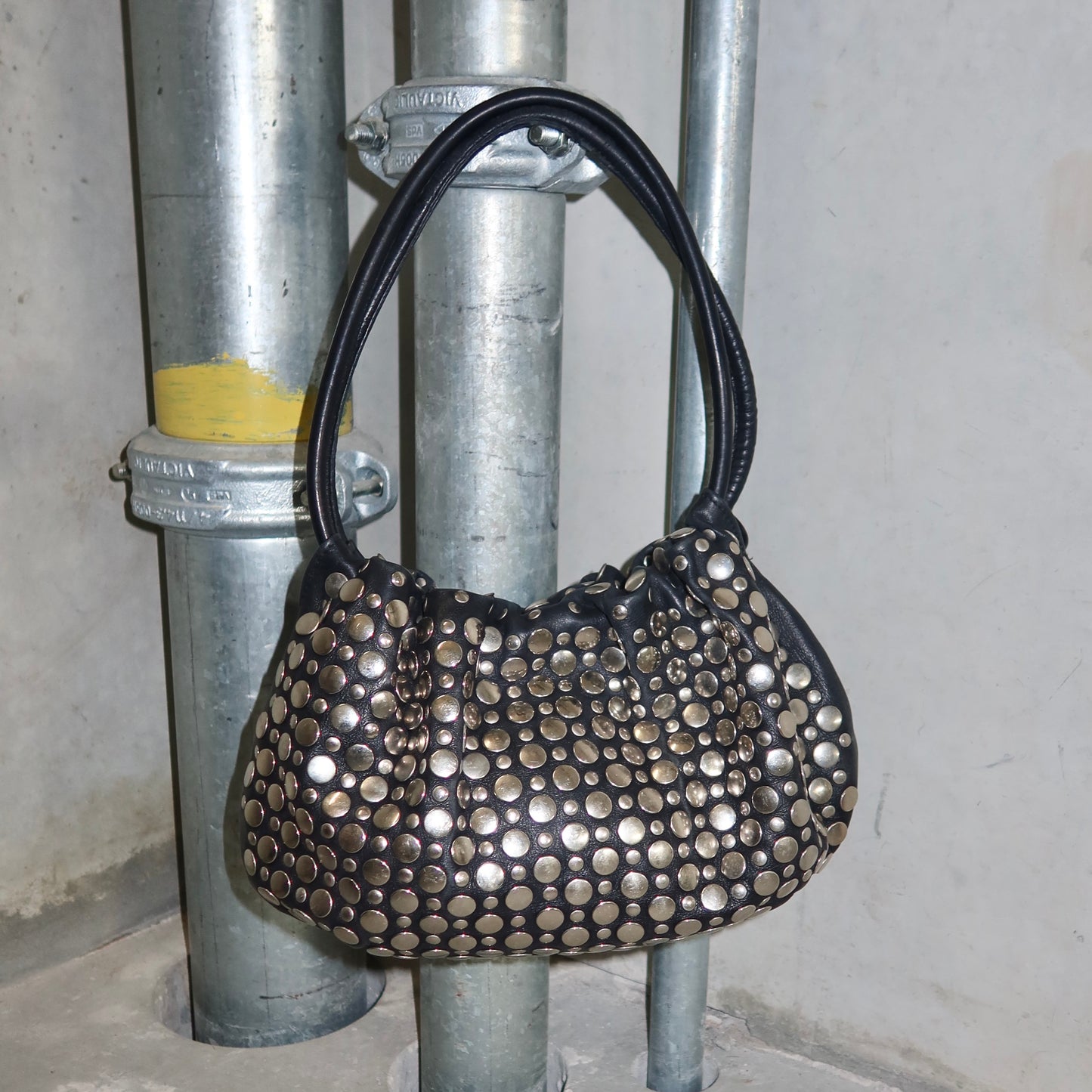 Sonia Rykiel Black Leather Domino Bag