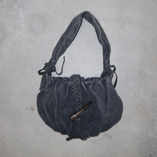Vintage Japanese Leather Bag with Horn