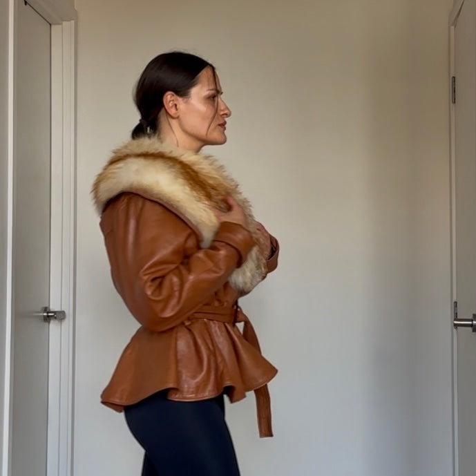 Vintage 80’s Leather and Fox Fur Jacket