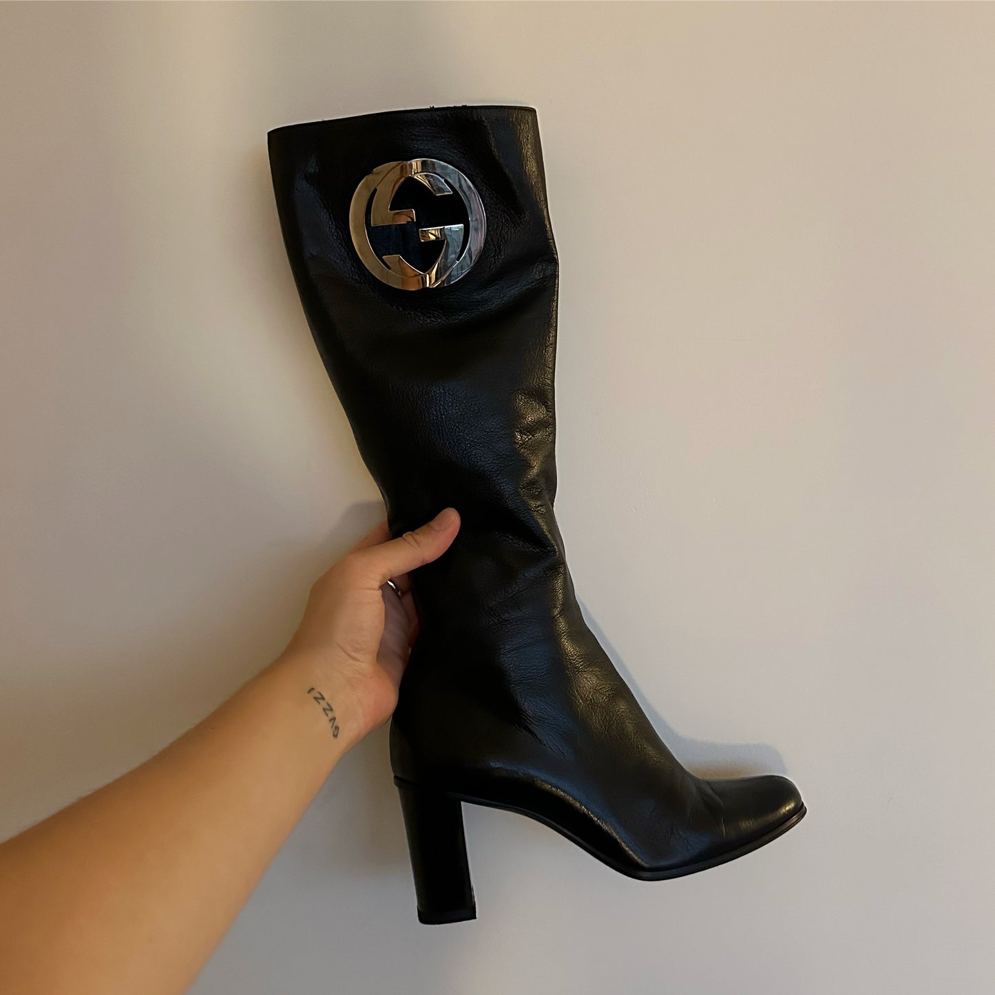 Gucci Logo Knee High Boots (36)