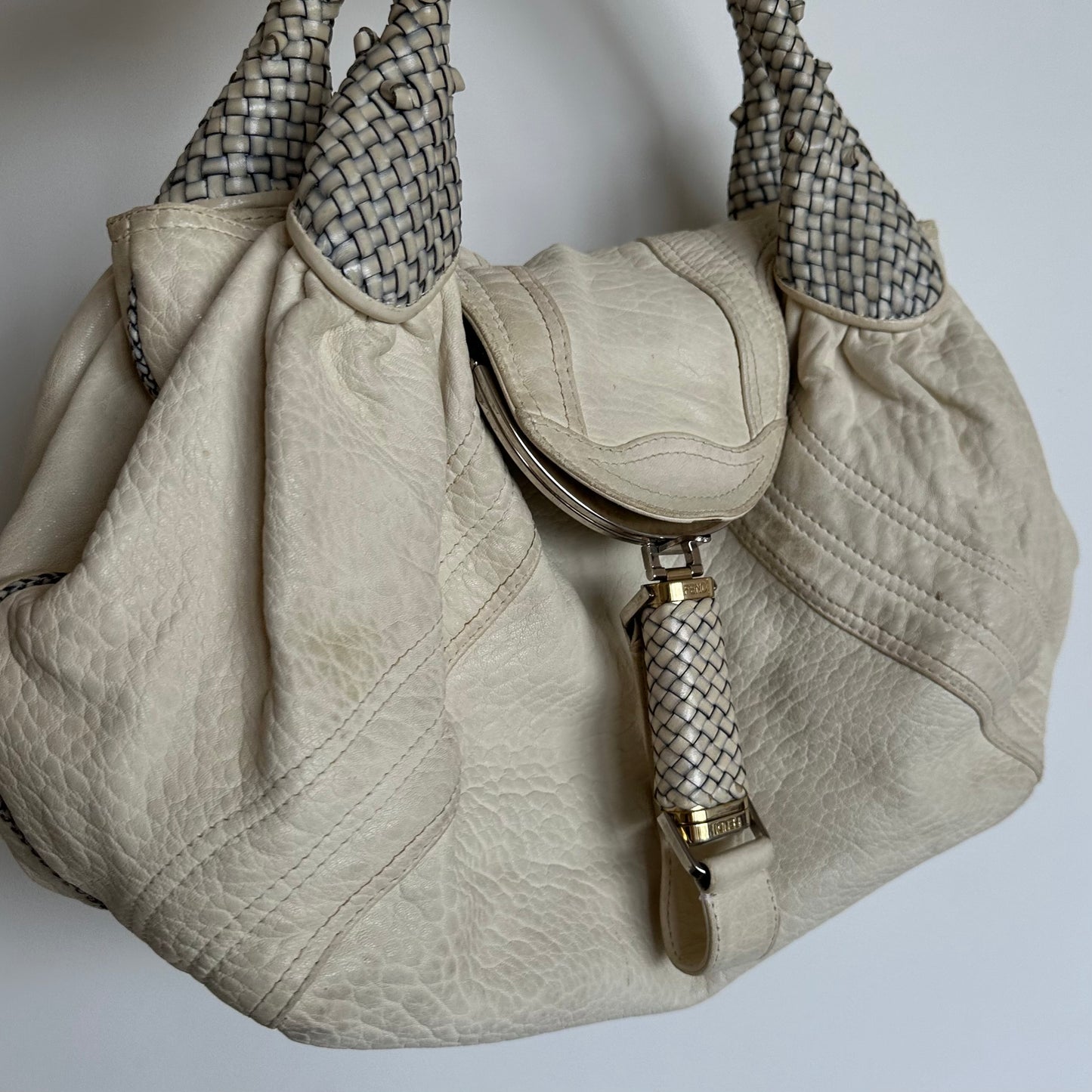 Fendi White Leather Spy Bag