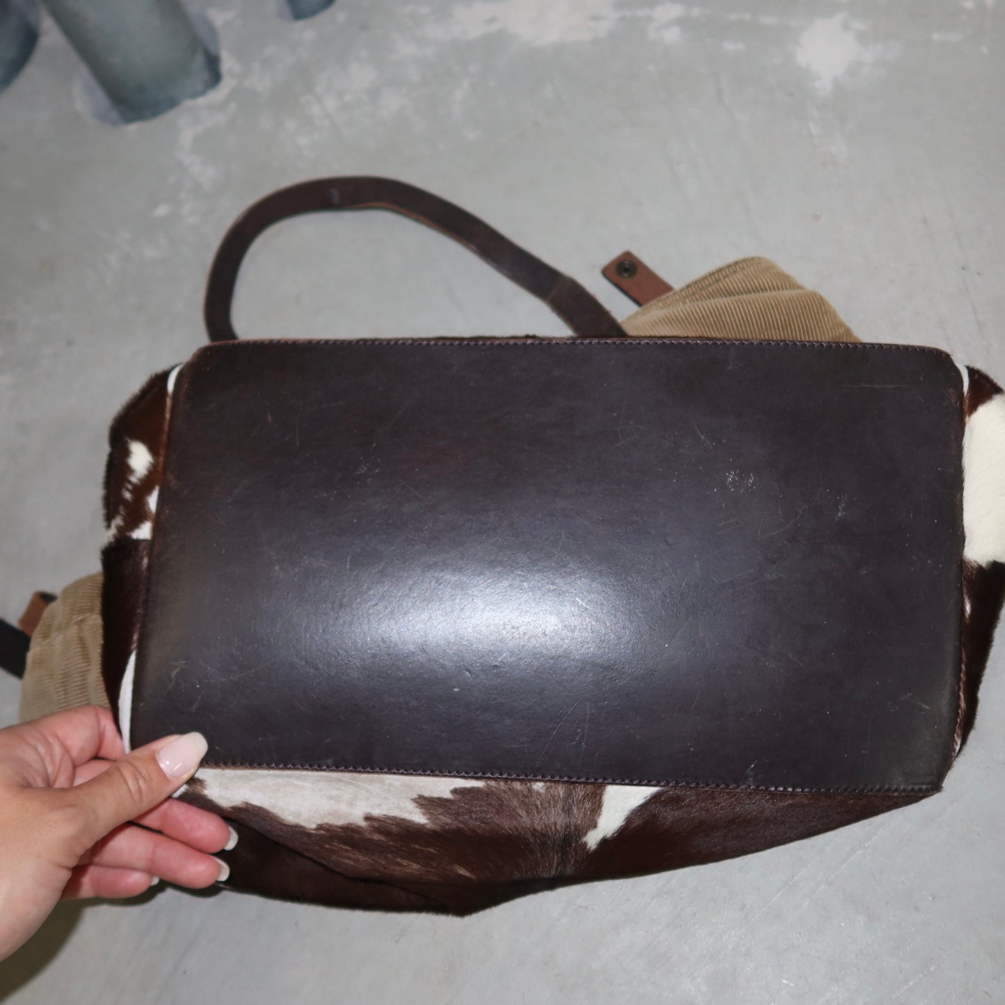 Miu Miu Cowhide and Corduroy Tote