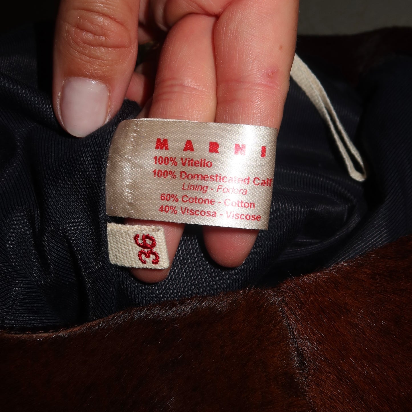 Marni Brown Cowhide Skirt
