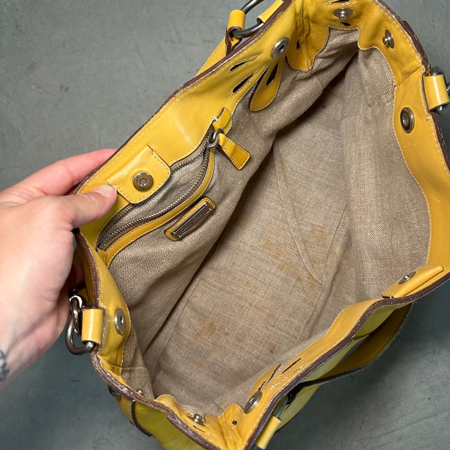Miu Miu Yellow Logo Shoulder Bag