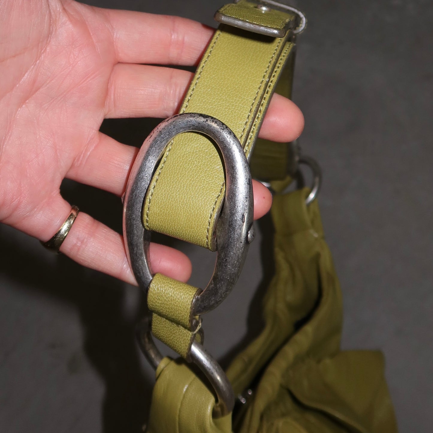 YSL Green Leather Nadja Bag