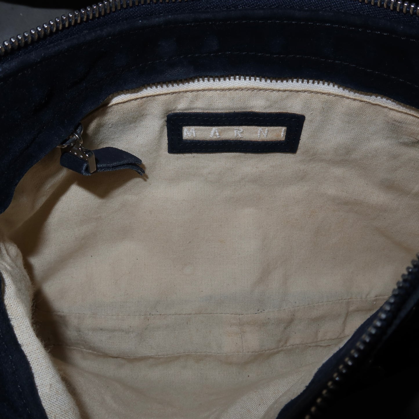 Marni Navy Suede Studded Bag