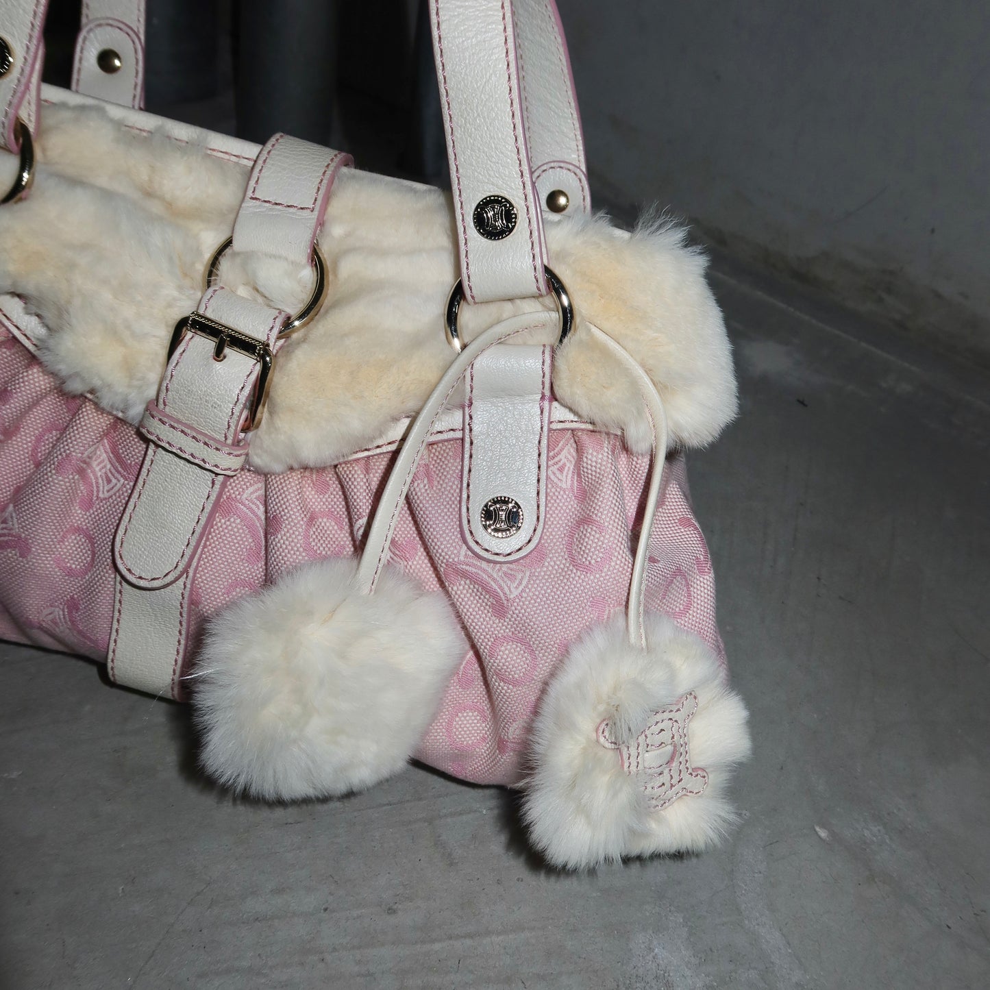 Celine Rabbit Fur Pink Macadam Bag