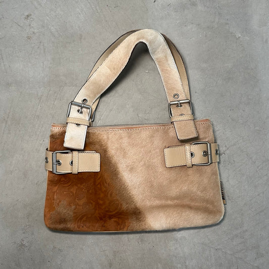 John Galliano Cowhide Buckles Shoulder Bag