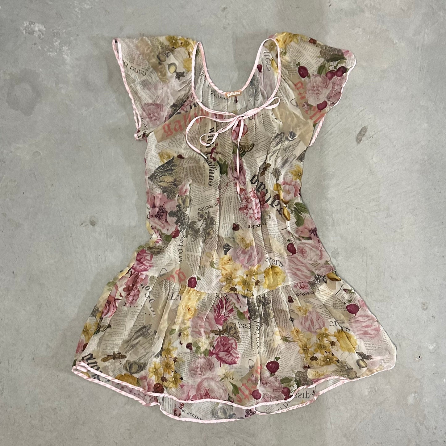 John Galliano Newspaper Print Babydoll Dress