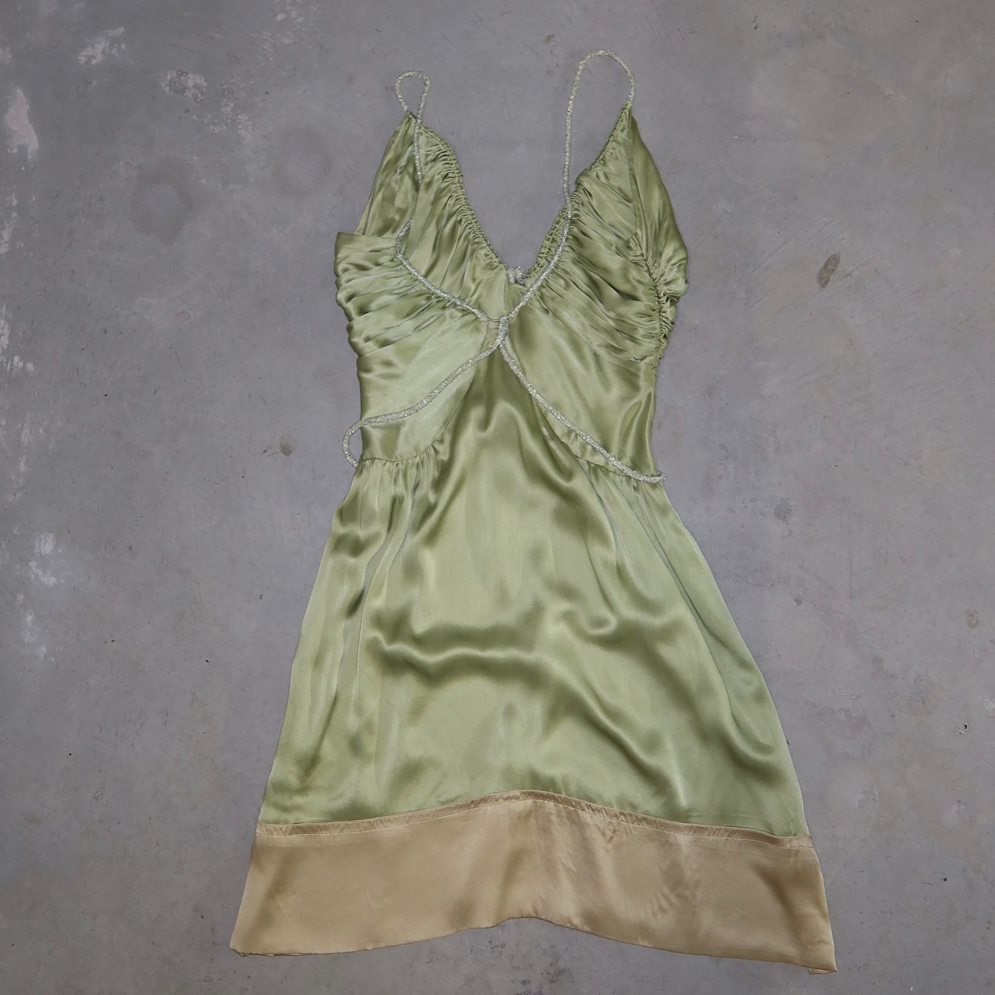 Chloé SS2005 Green Silk Beaded Dress