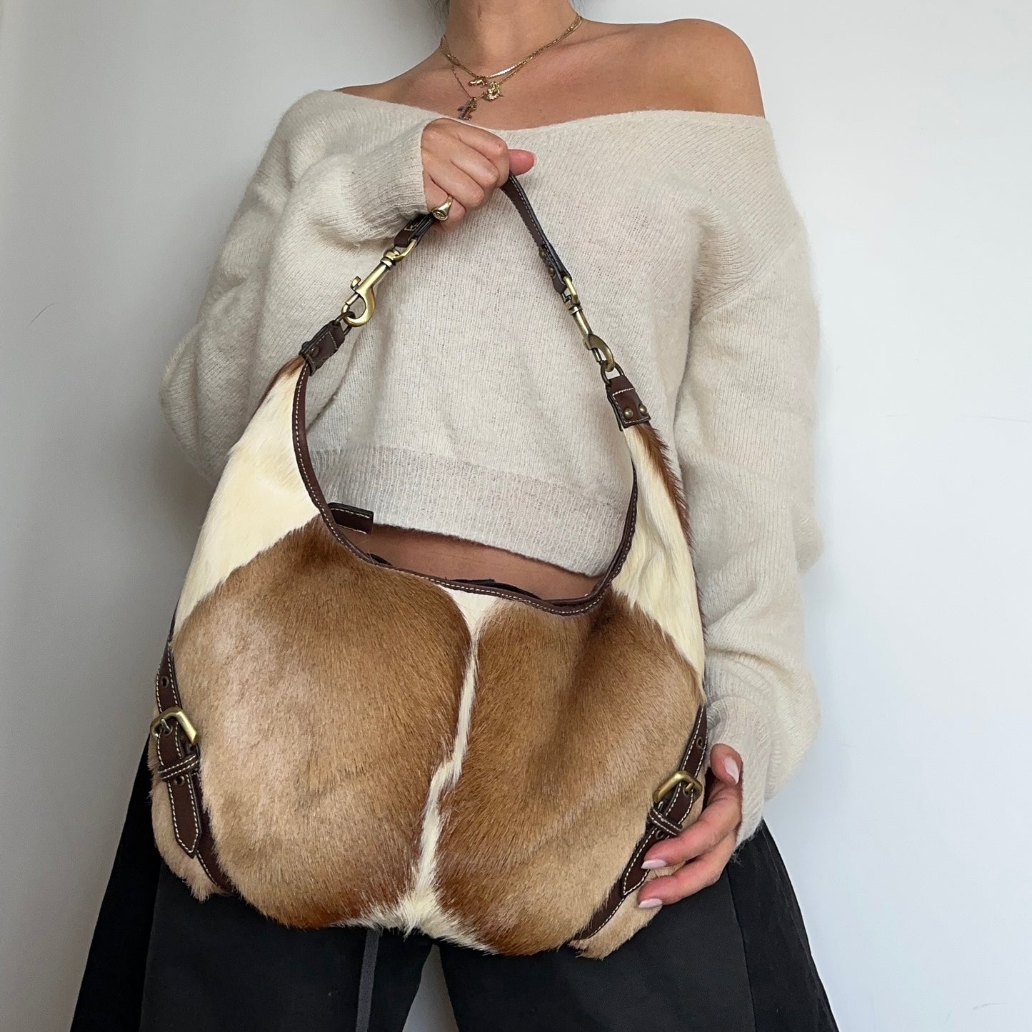 Vintage Real Gazelle Fur Tote